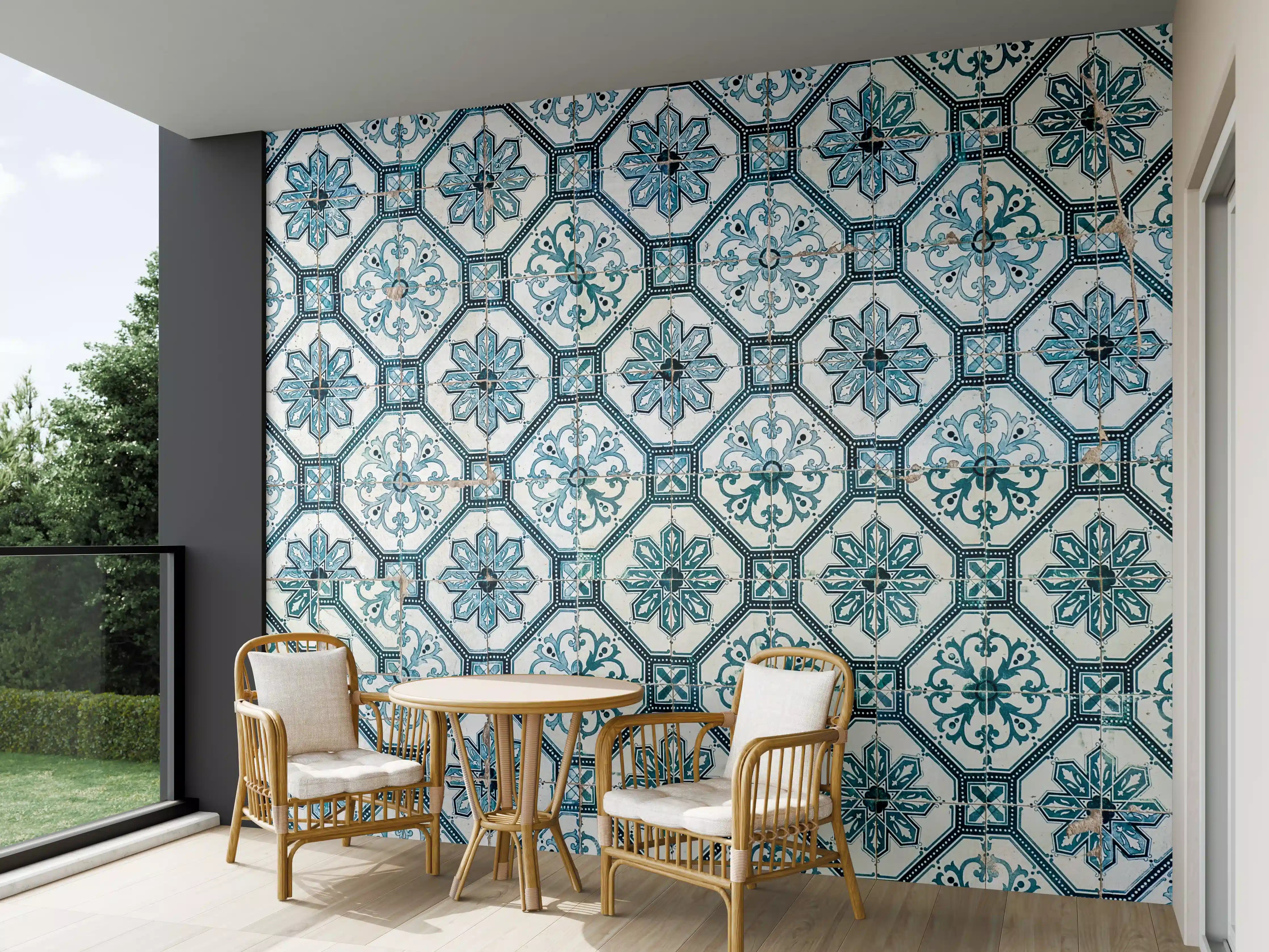 Wandverkleidung außen - Graue Fliesen mit Blumenmuster