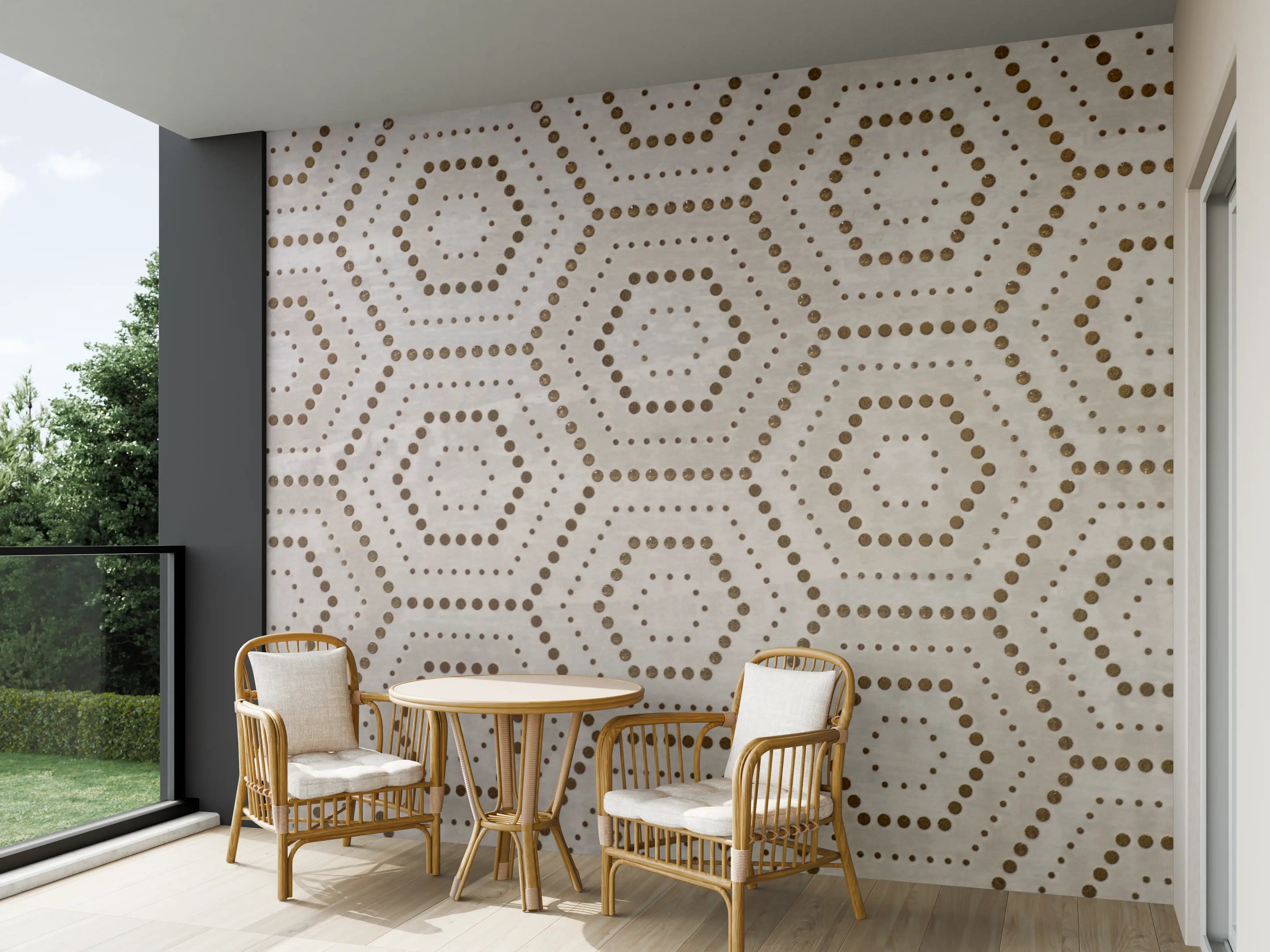 Wandverkleidung außen - Graue Geometrie an Weißwänden