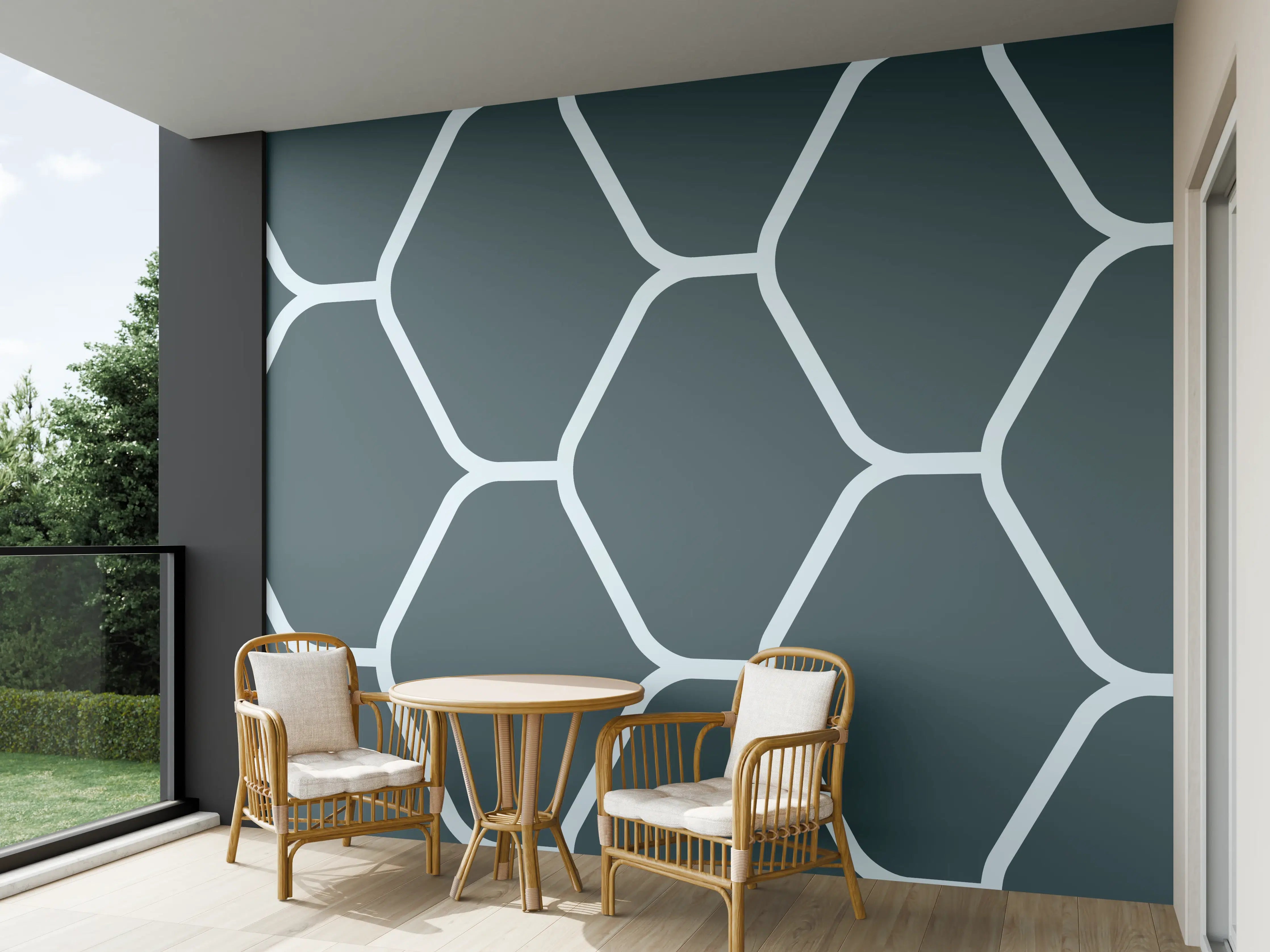 Wandverkleidung außen - Graue Hexagon-Muster Tapete