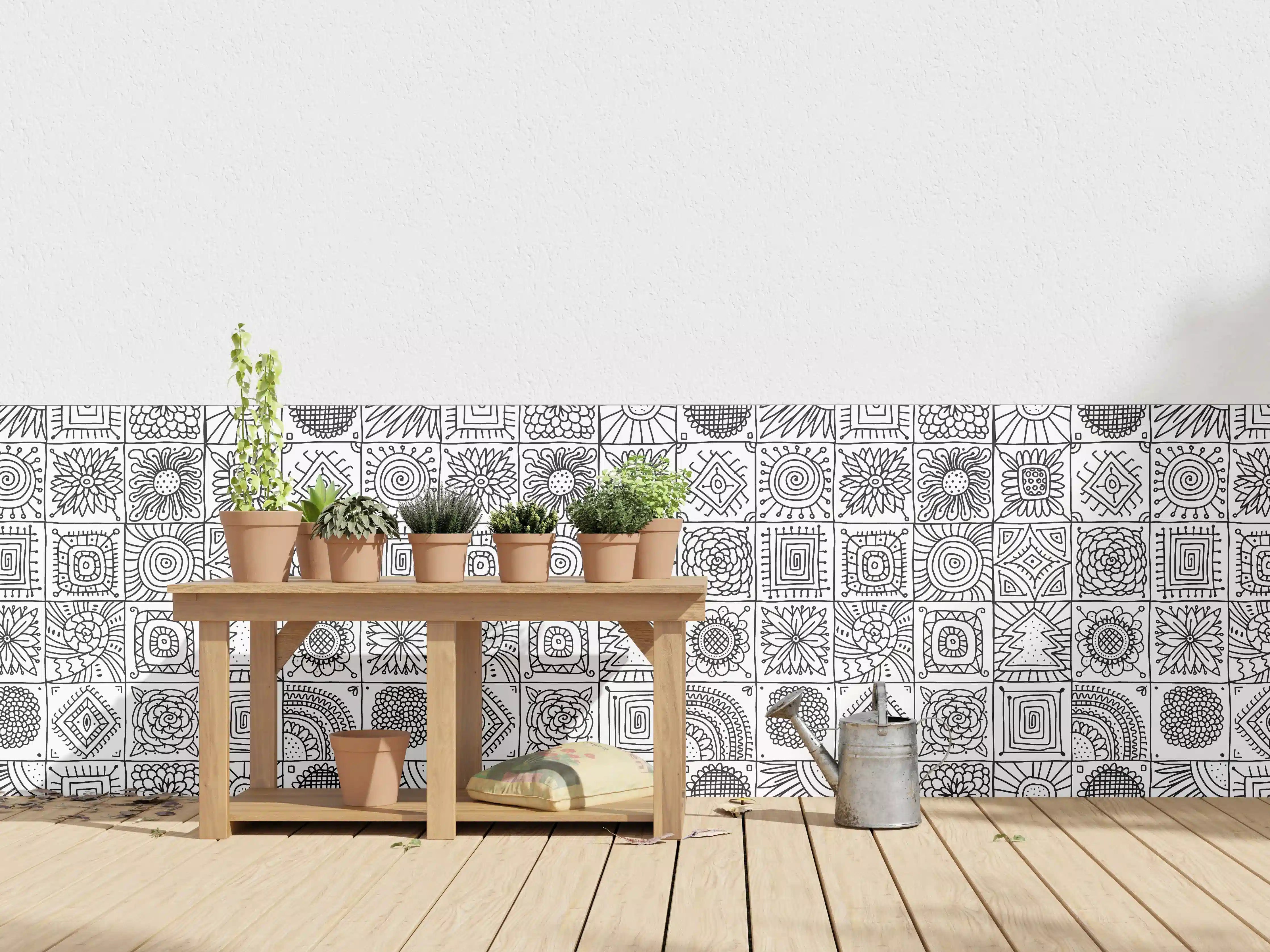 Wandverkleidung außen - Graue Linien und Formen