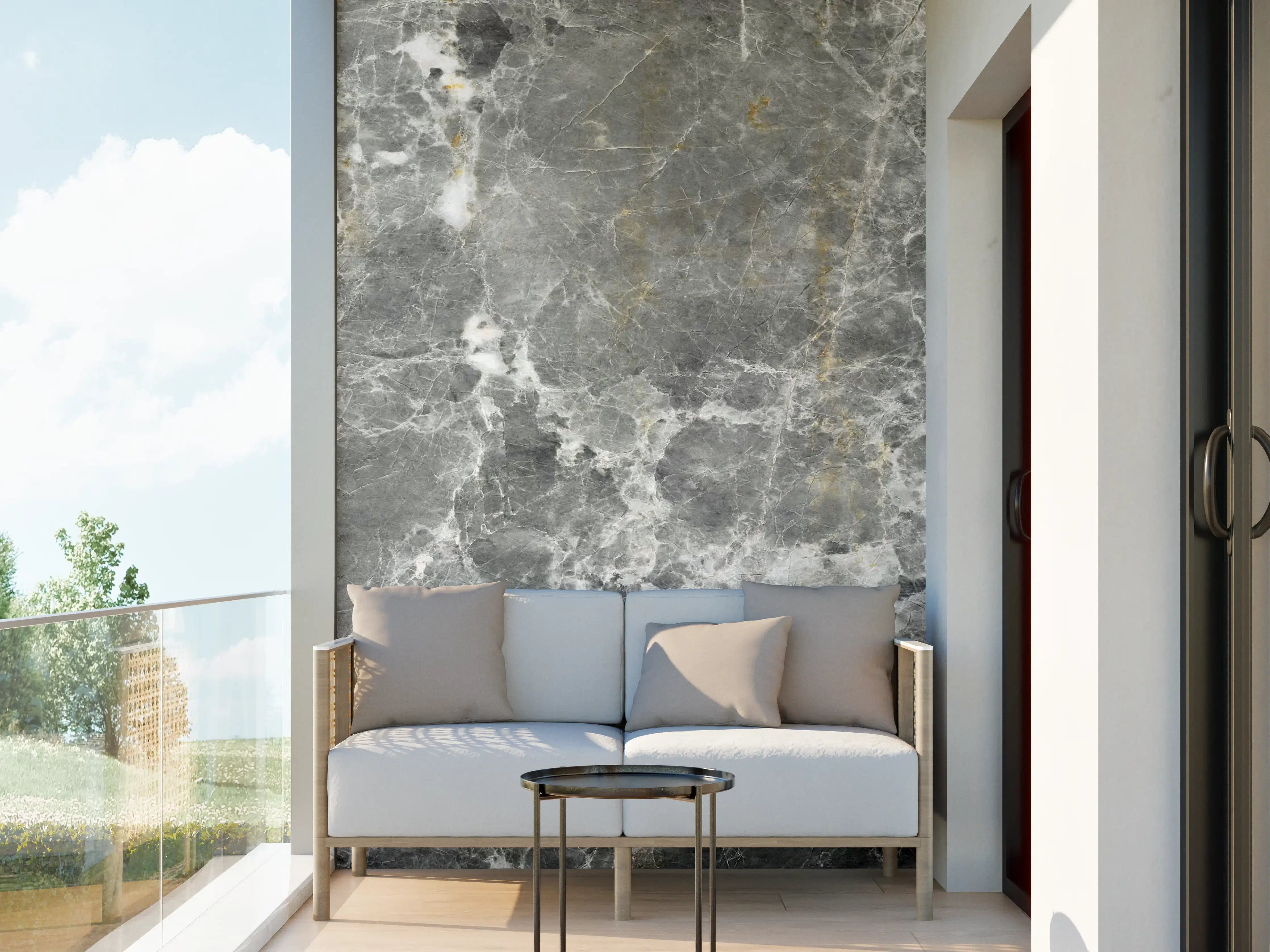 Wandverkleidung außen - Graue Marmorstein Textur