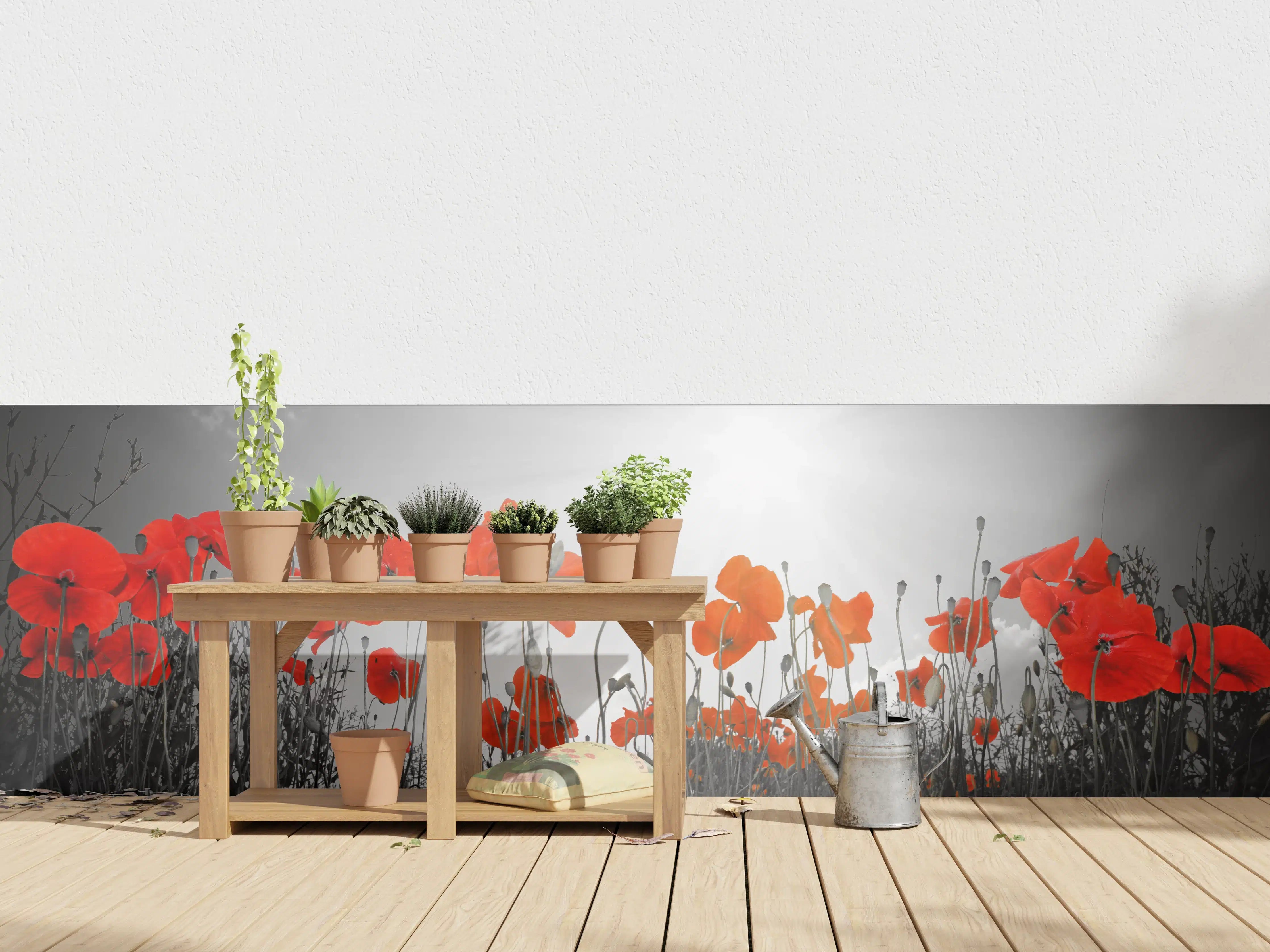Wandverkleidung außen - Graue Mohn im Sonnenstrahl