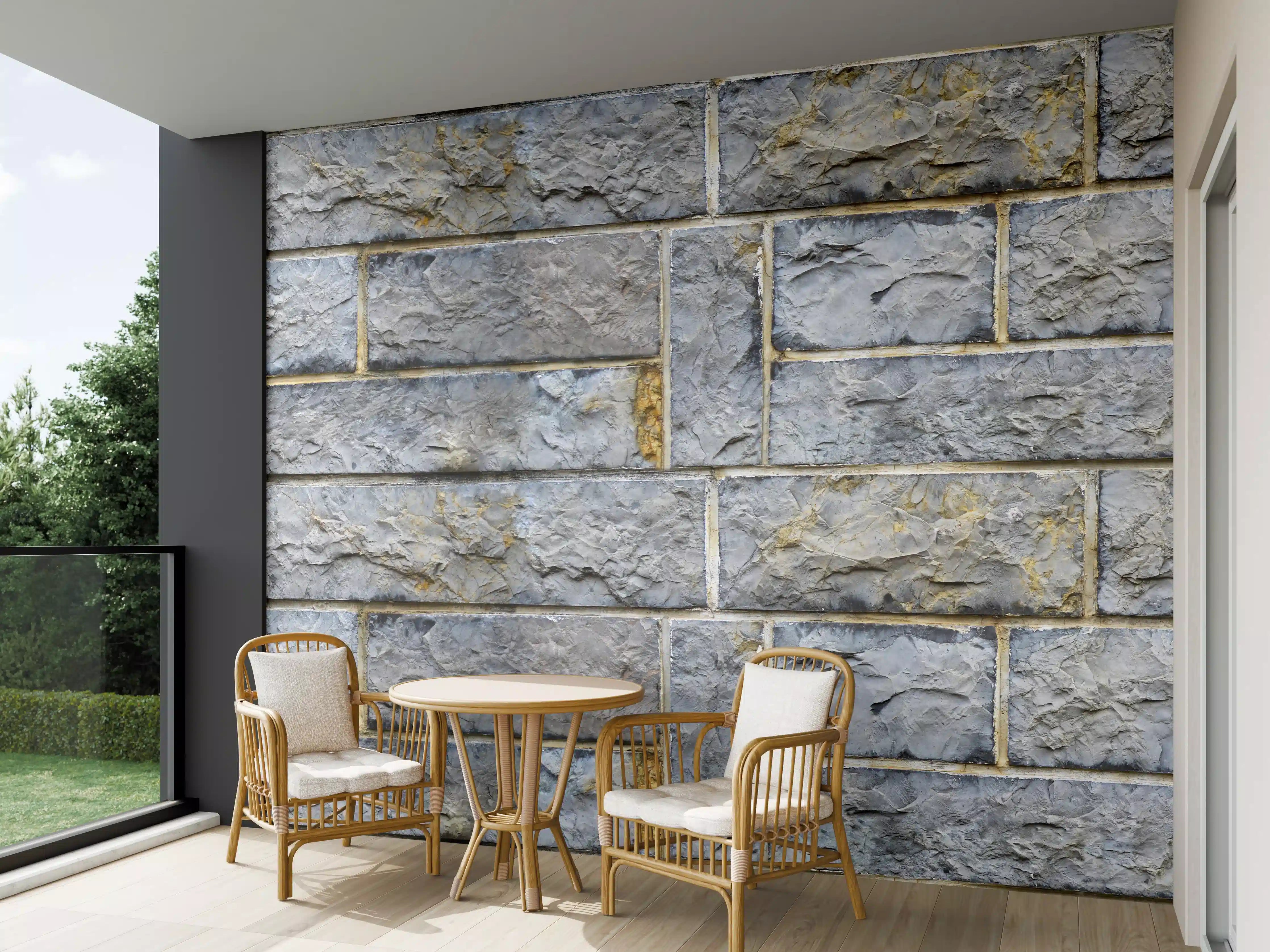 Wandverkleidung außen - Graue Schnittsteinmauer