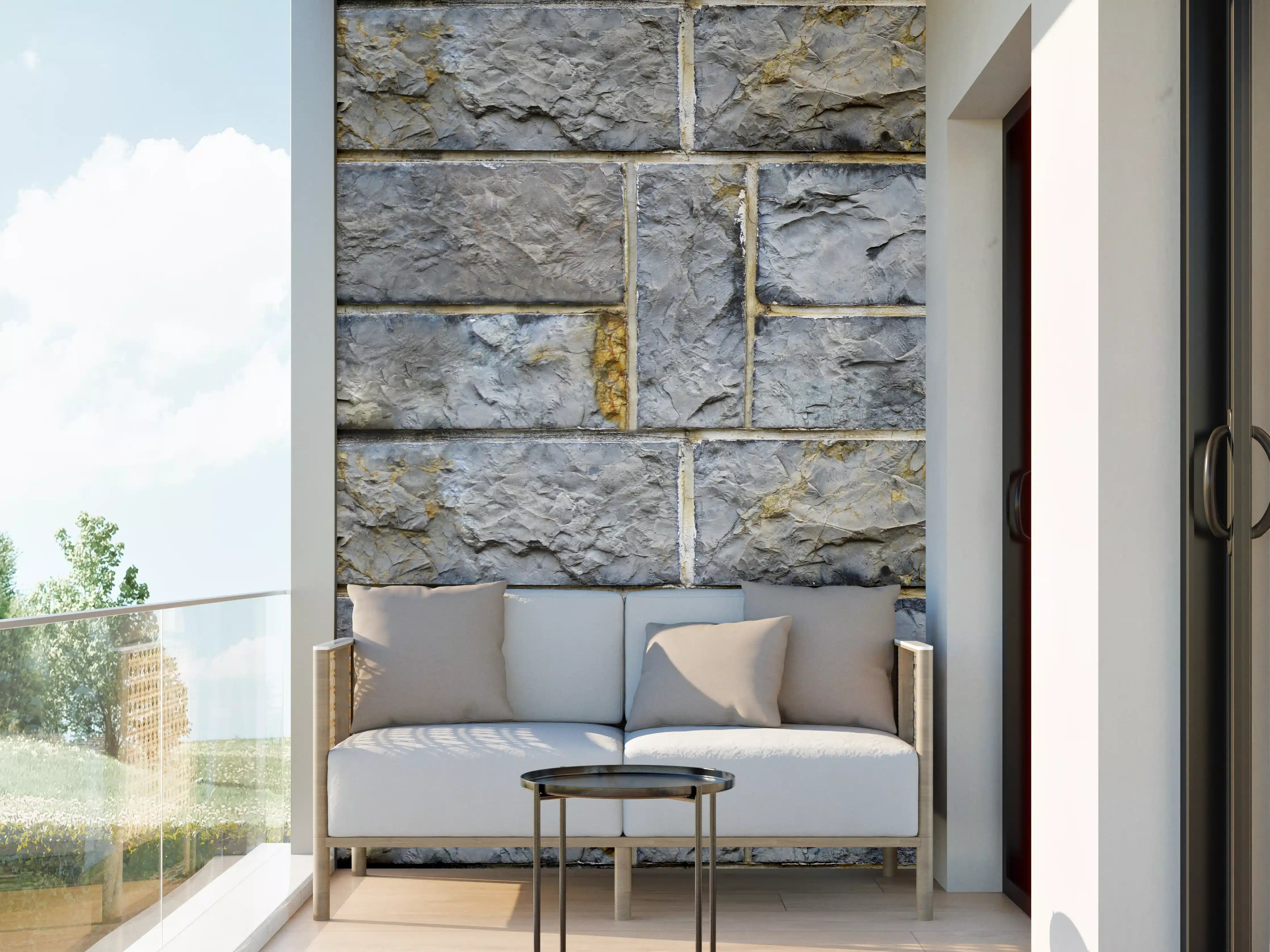 Wandverkleidung außen - Graue Schnittsteinmauer