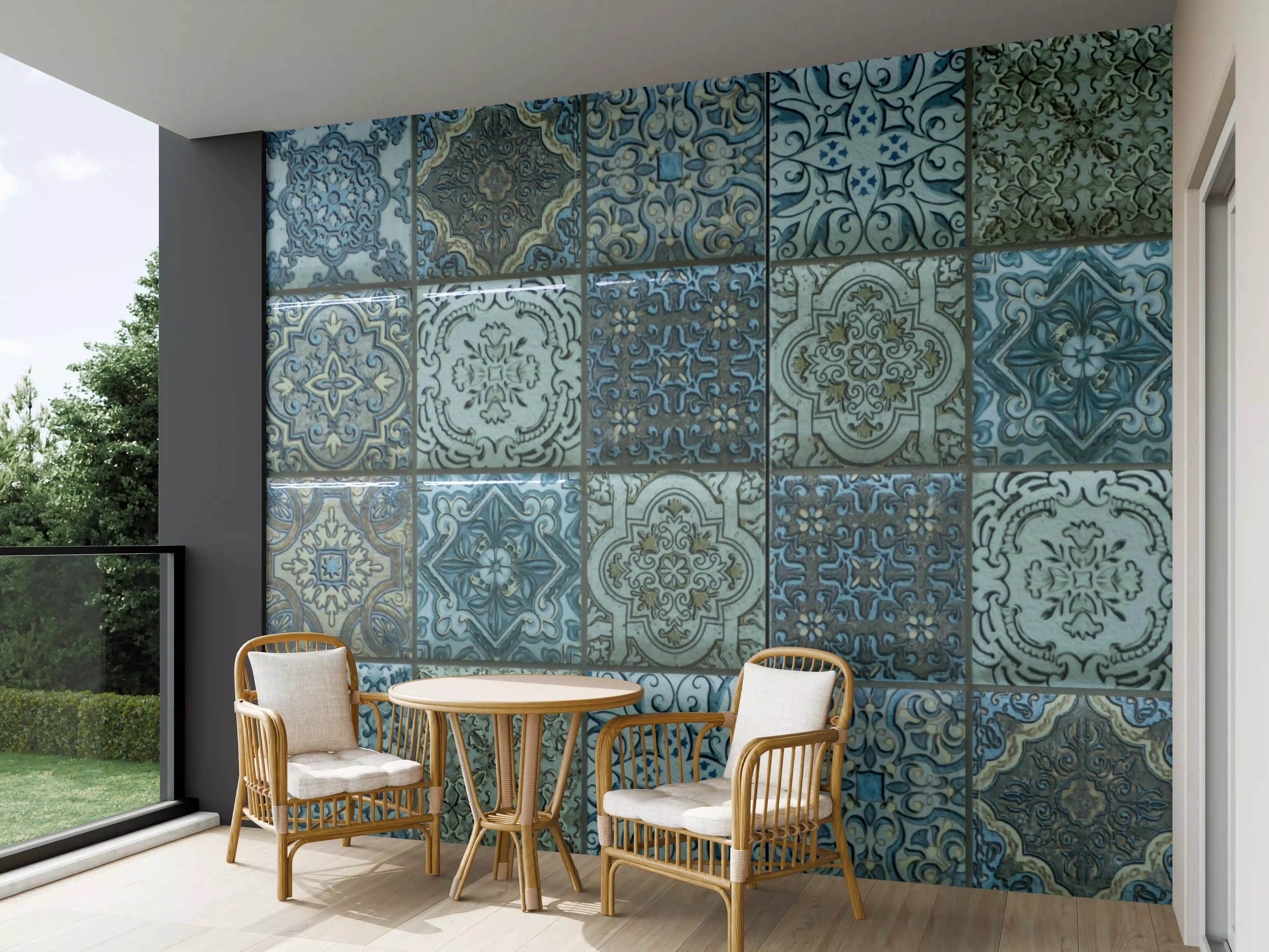 Wandverkleidung außen - Graue Vintage-Fliesenoptik