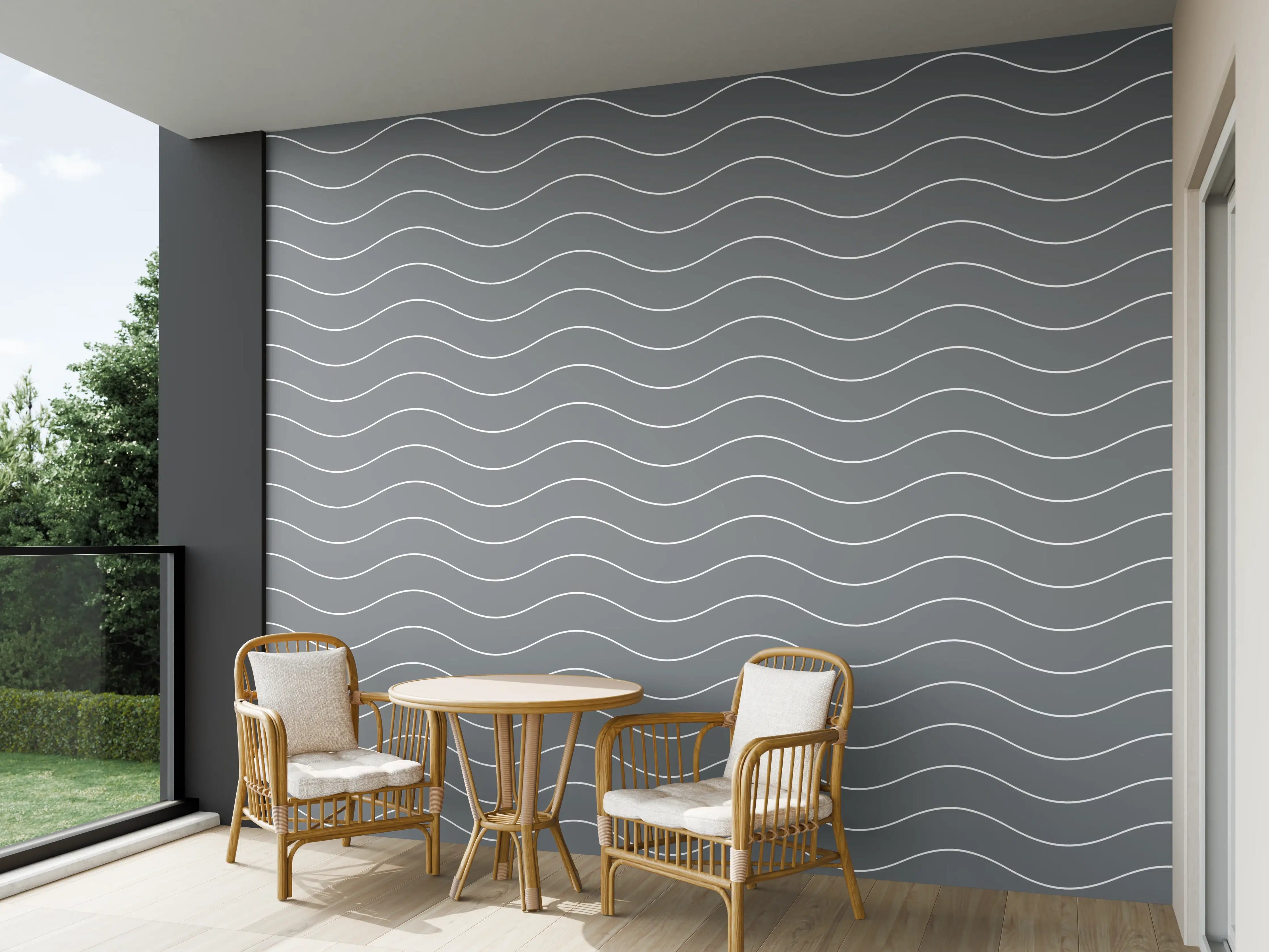 Wandverkleidung außen - Graue Wasseroberfläche mit Wellenmuster