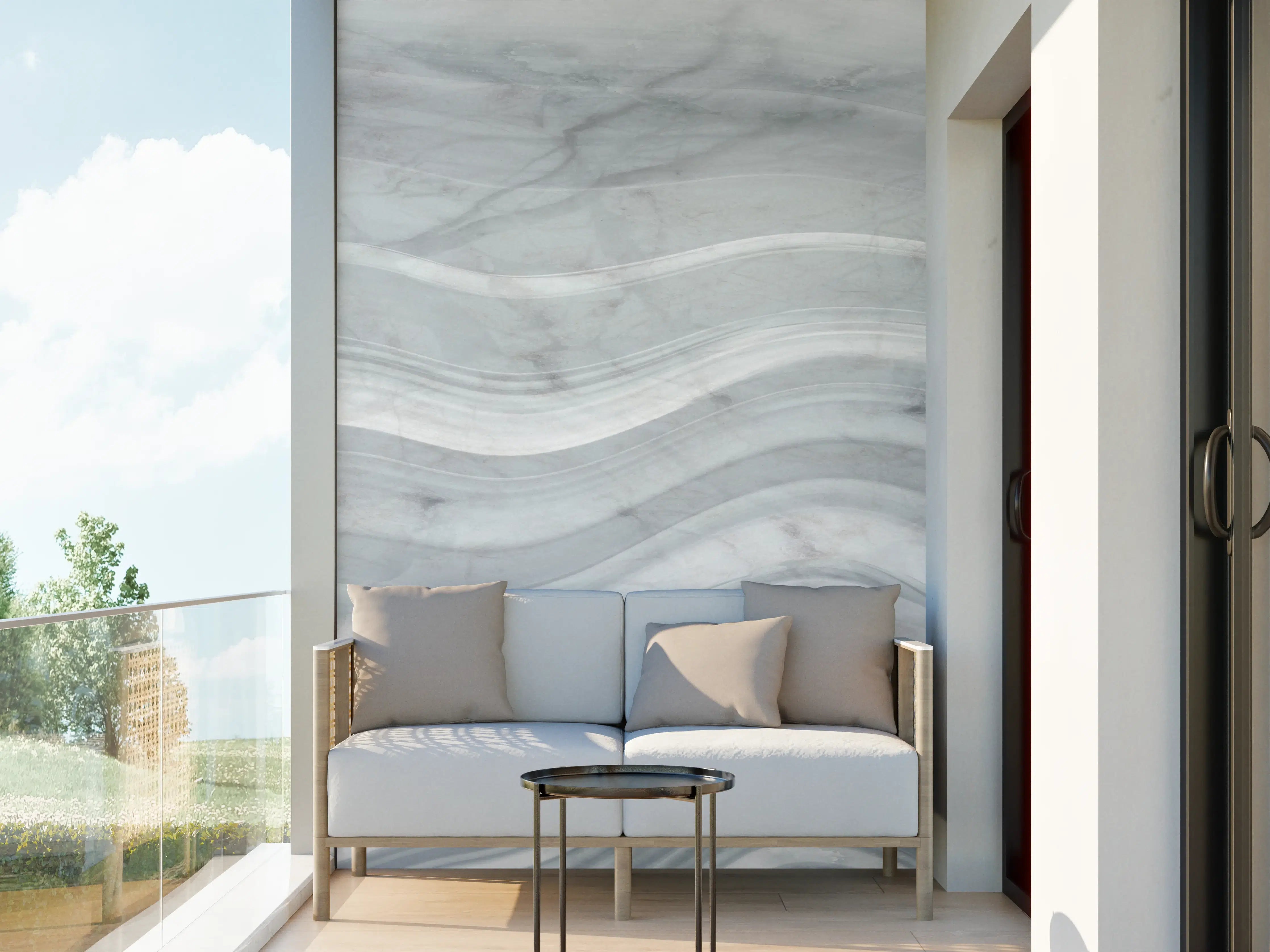 Wandverkleidung außen - Graue wellenförmige Marmor Textur