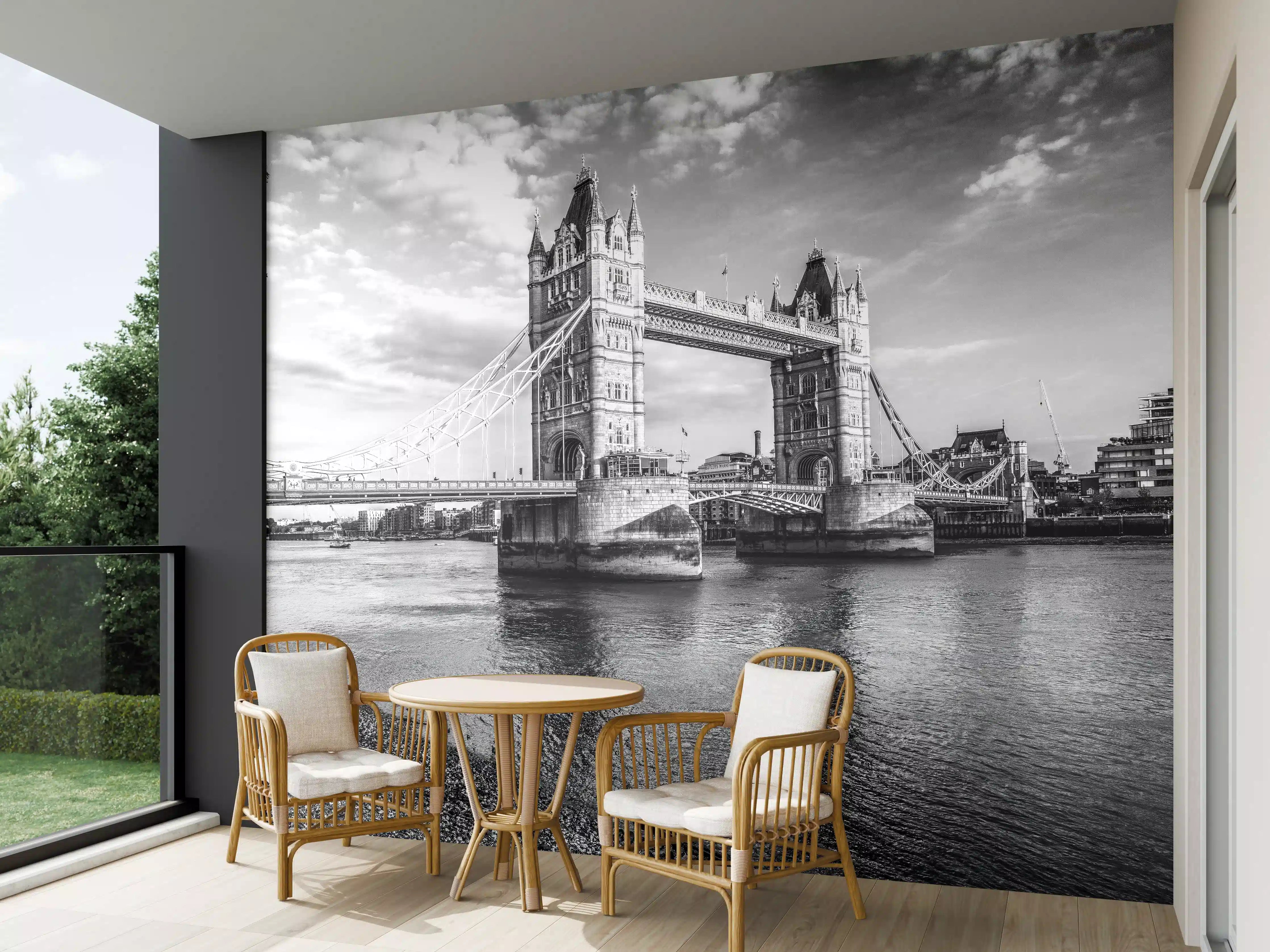 Wandverkleidung außen - Grauer Blick auf Tower Bridge