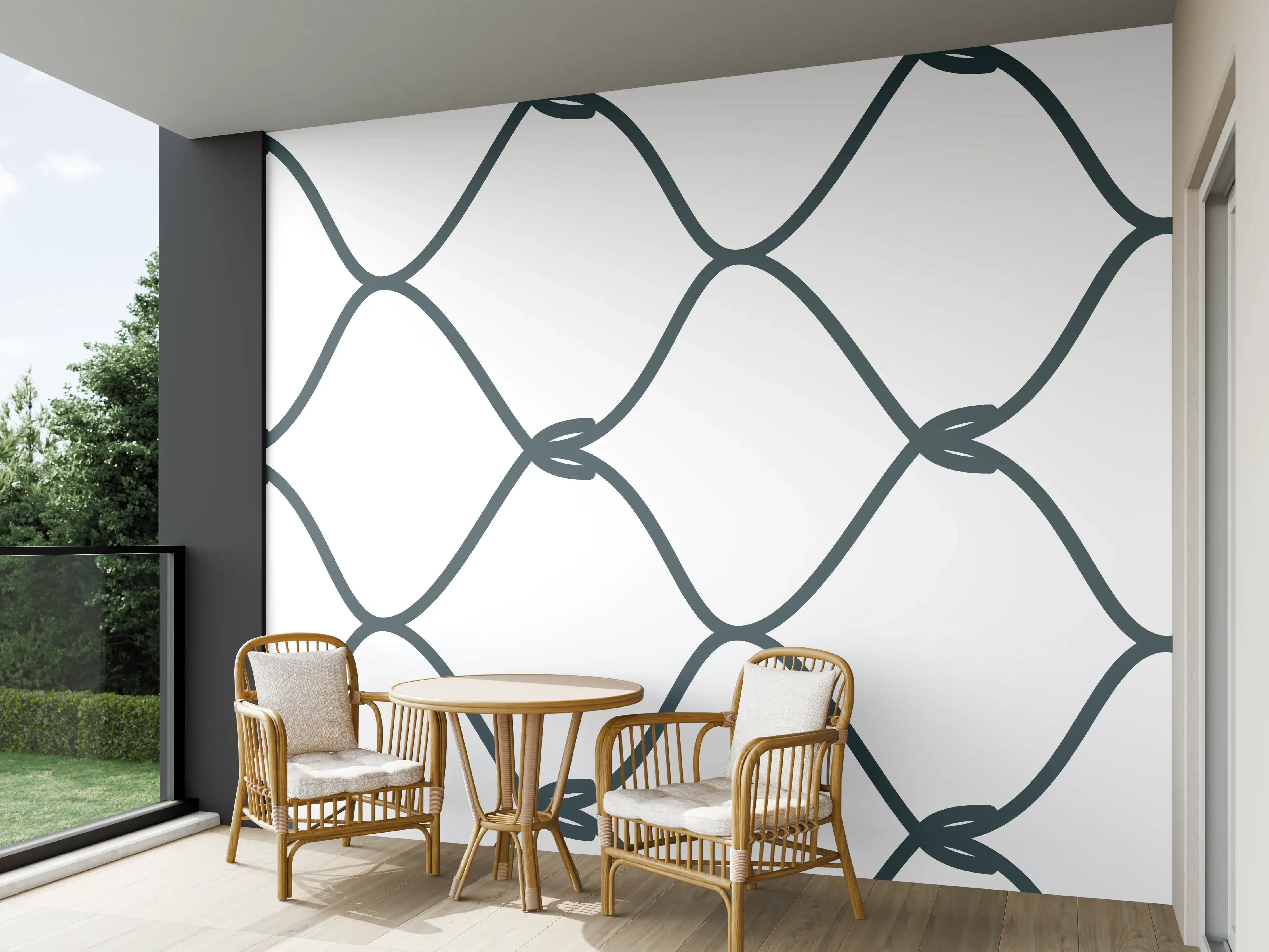 Wandverkleidung außen - Grauer Maschendrahtzaun