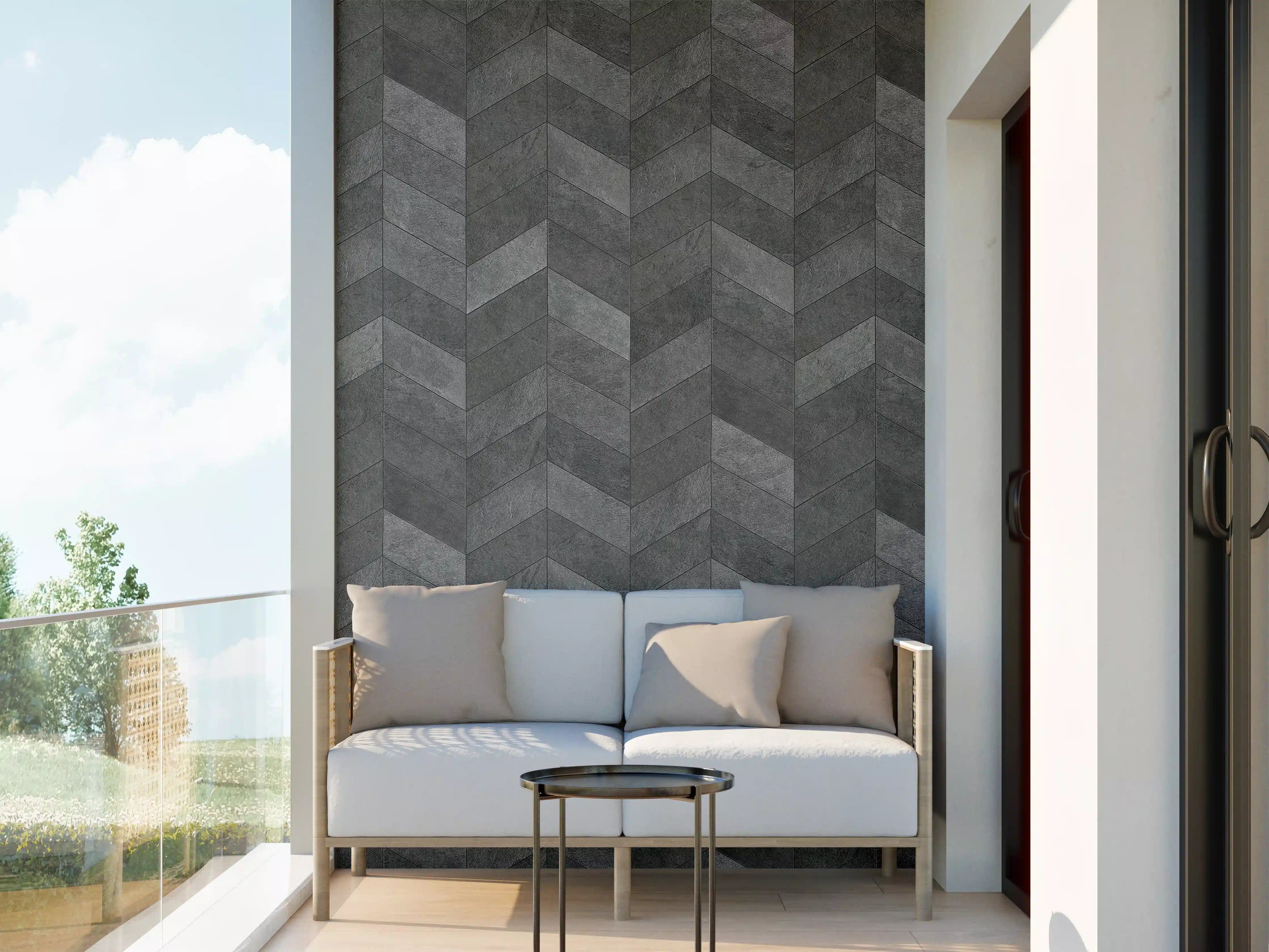 Wandverkleidung außen - Graues Chevron-Muster