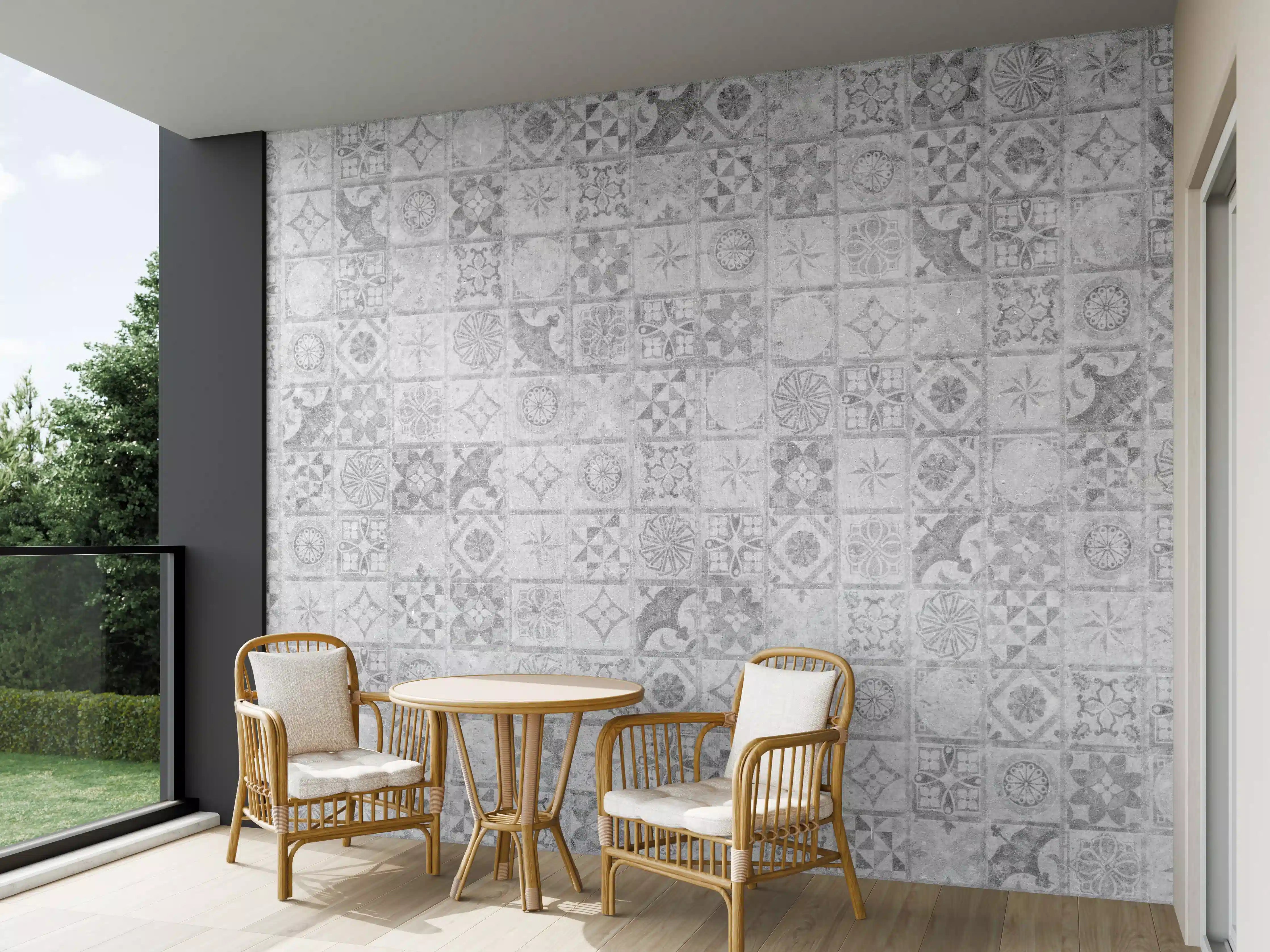 Wandverkleidung außen - Graues weißes Mosaikmotiv