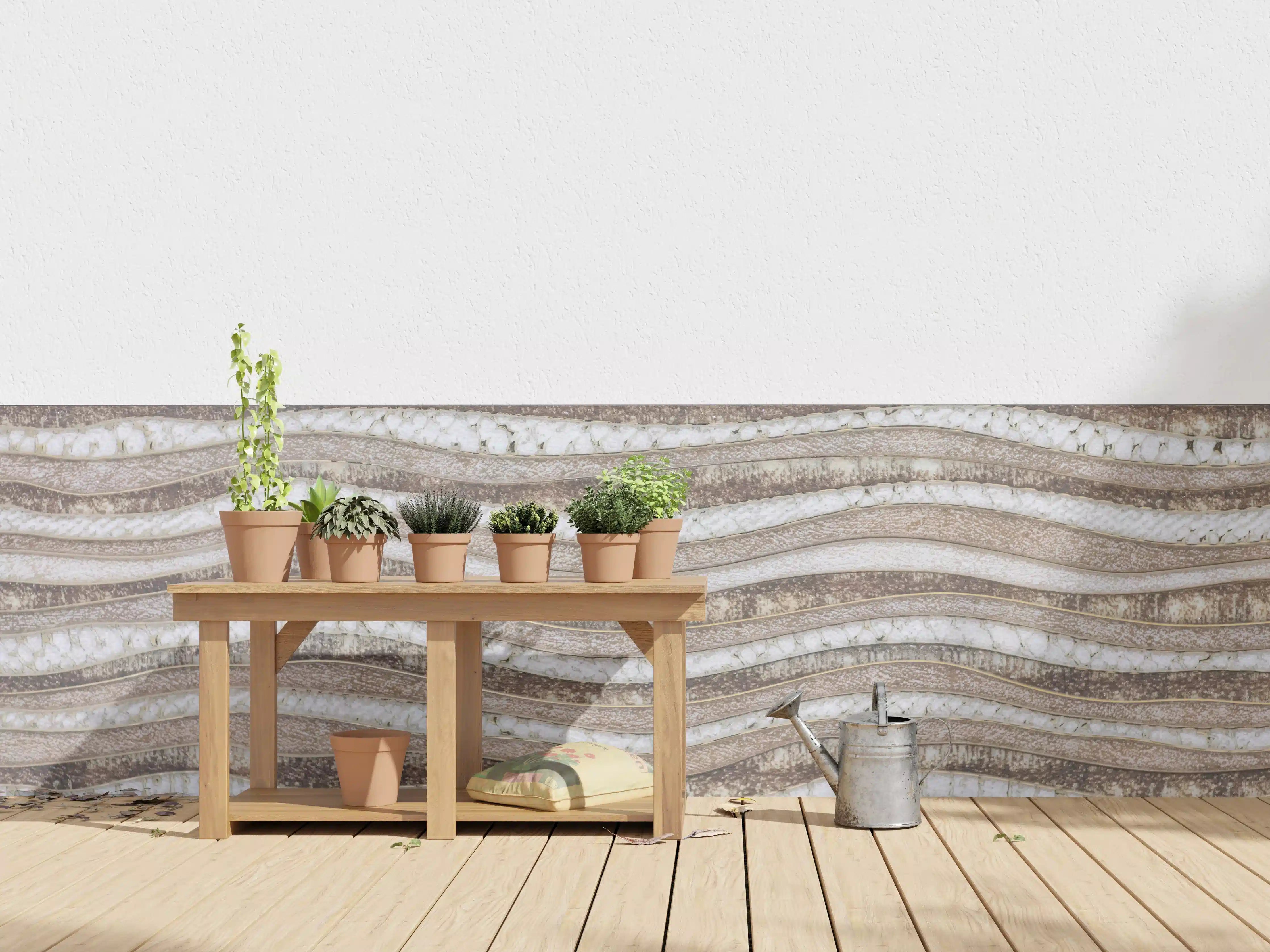 Wandverkleidung außen - Grauweißer Sandstein mit Wellenmustern