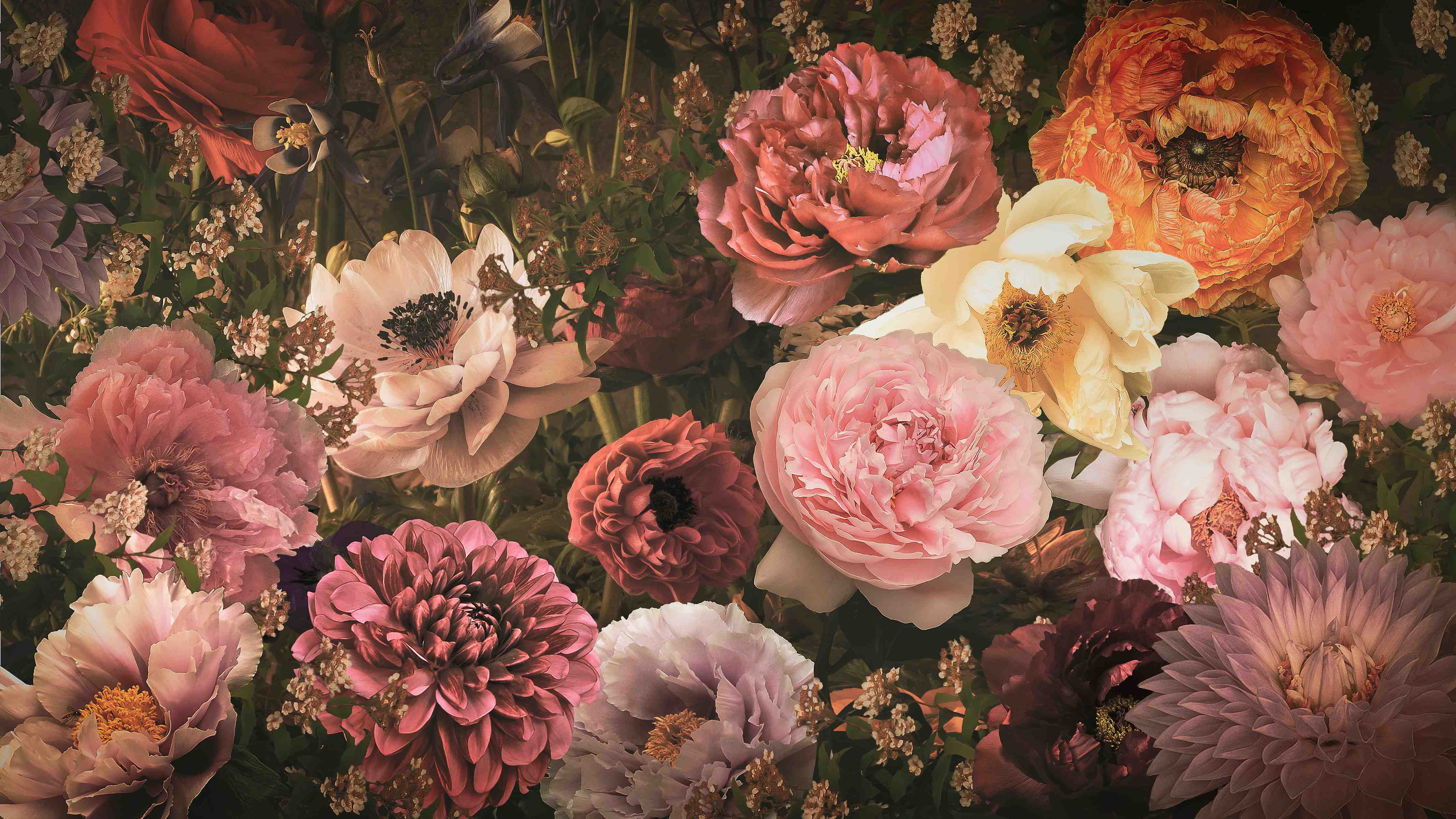 Wandverkleidung außen-Große Blumen im Vintage-Stil