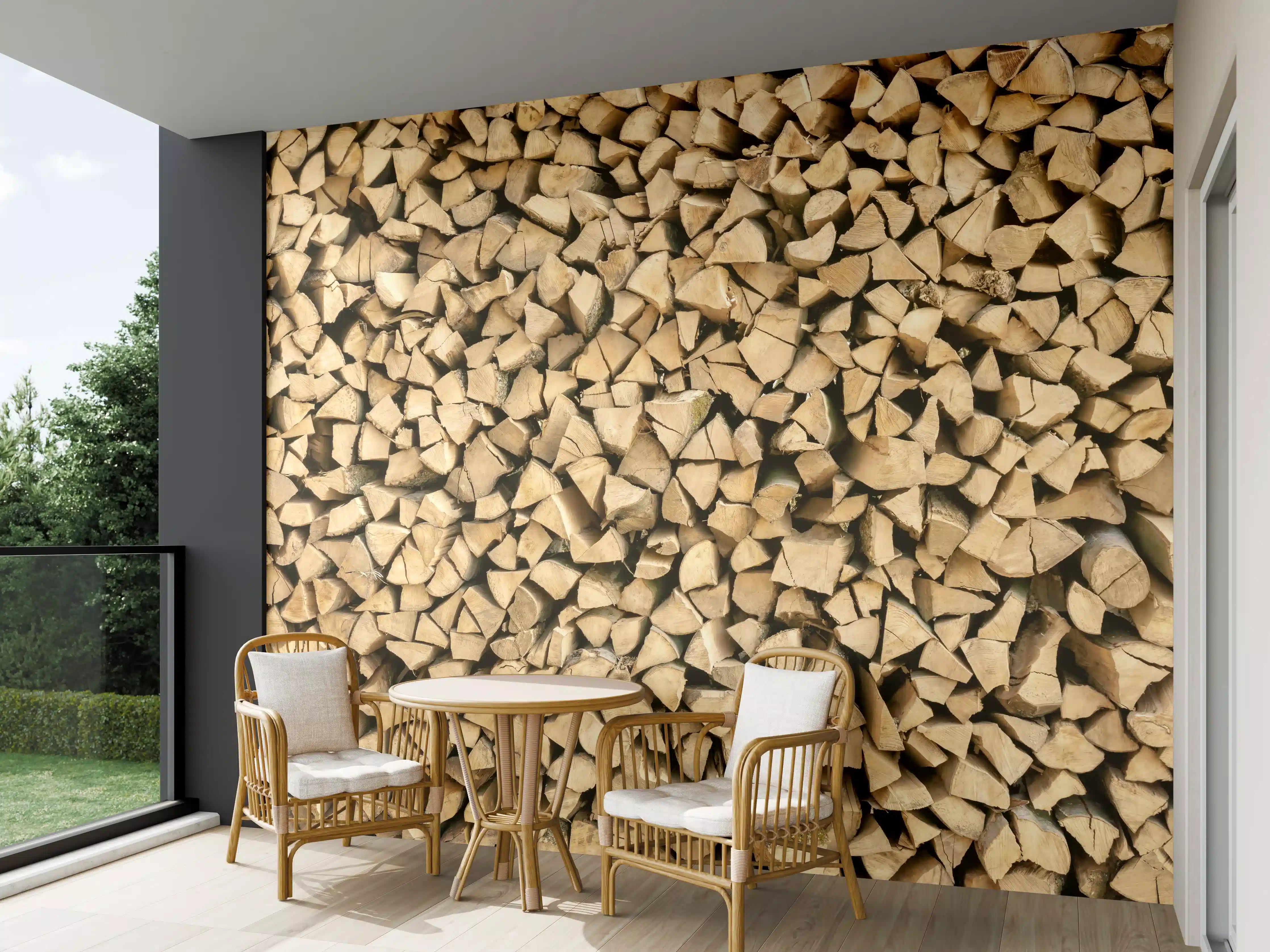 Wandverkleidung außen - Großer Haufen Holzscheite