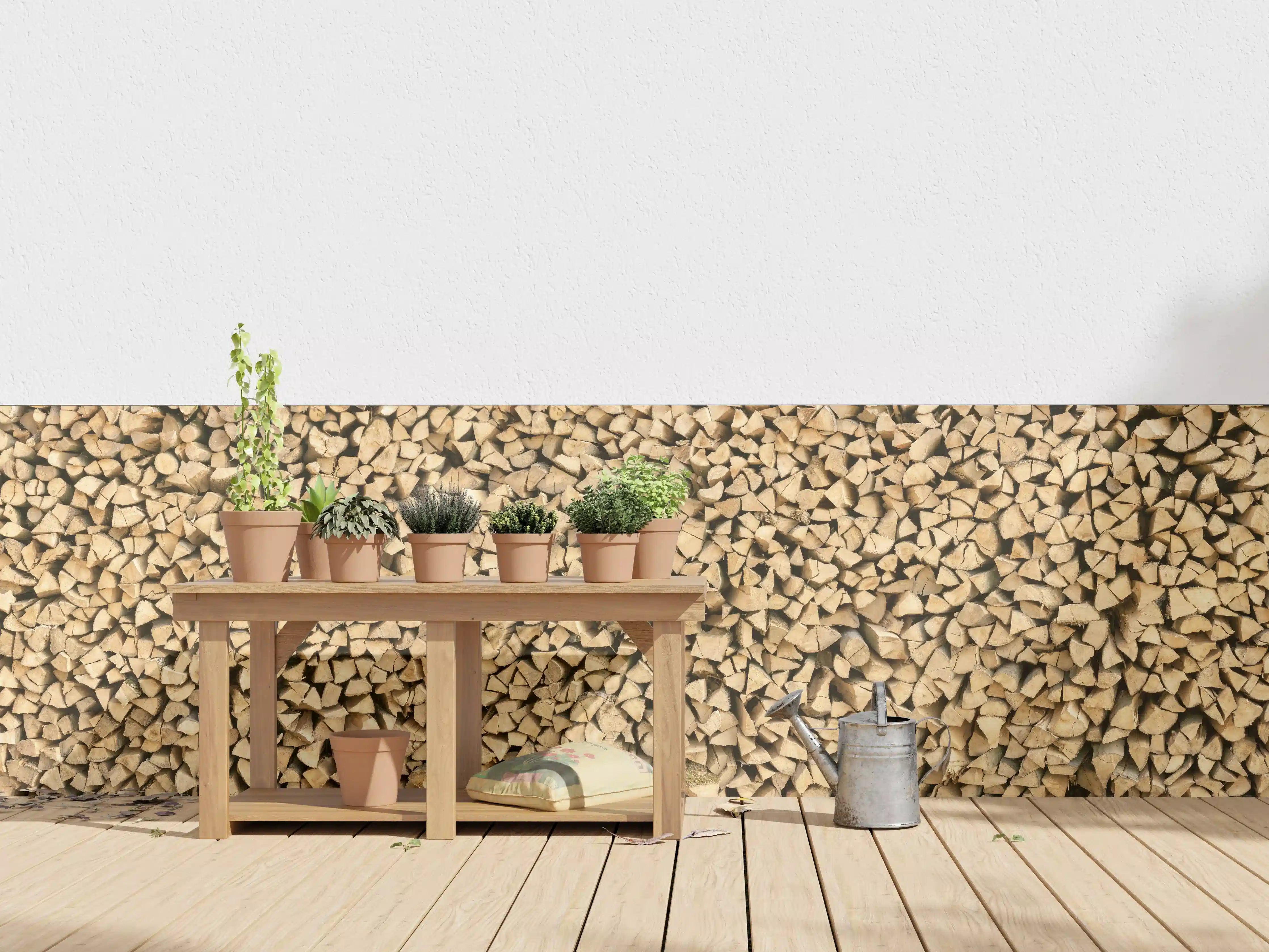 Wandverkleidung außen - Großer Haufen Holzscheite