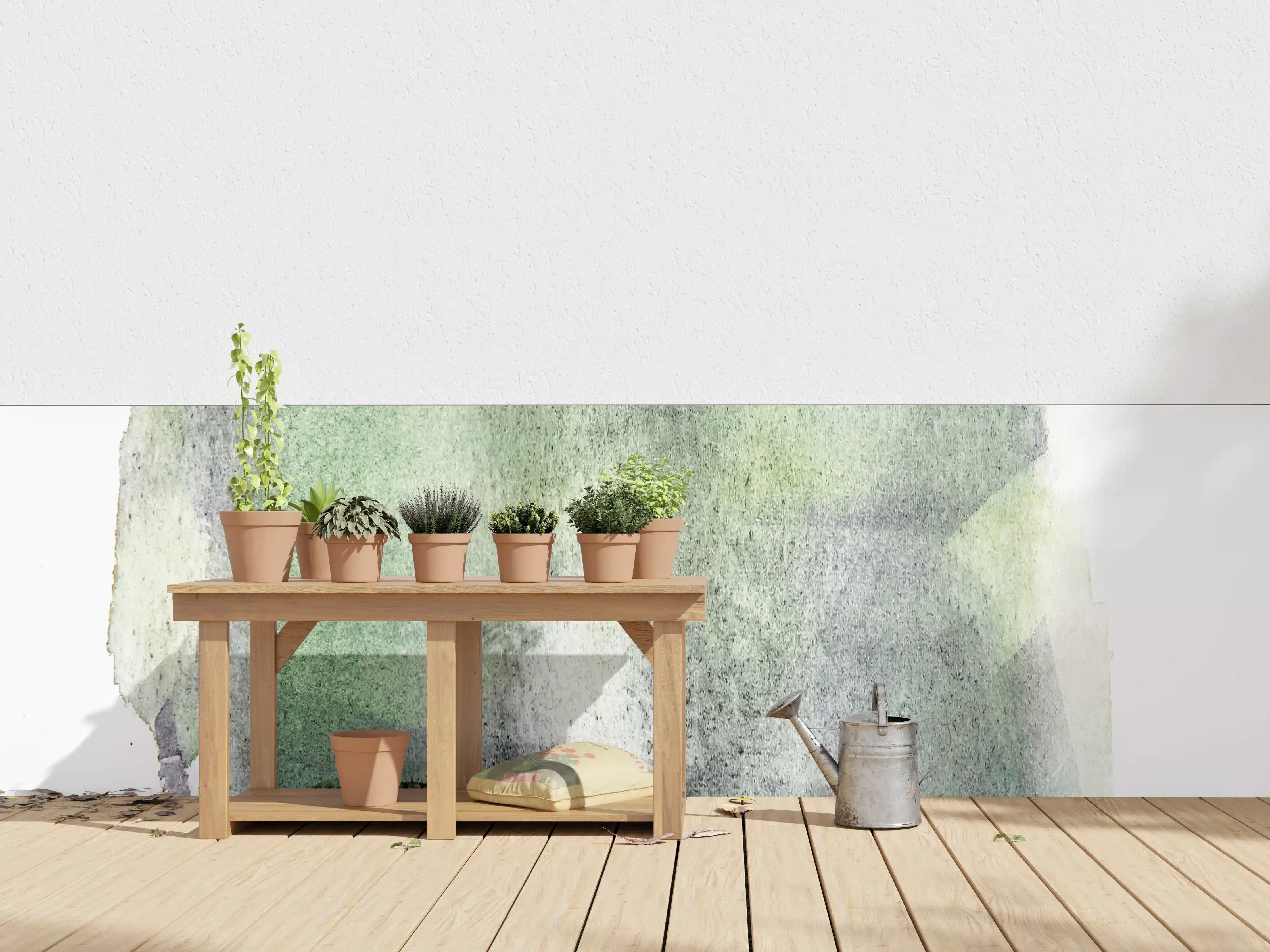 Wandverkleidung außen - Grün-weiße Aquarellmalerei