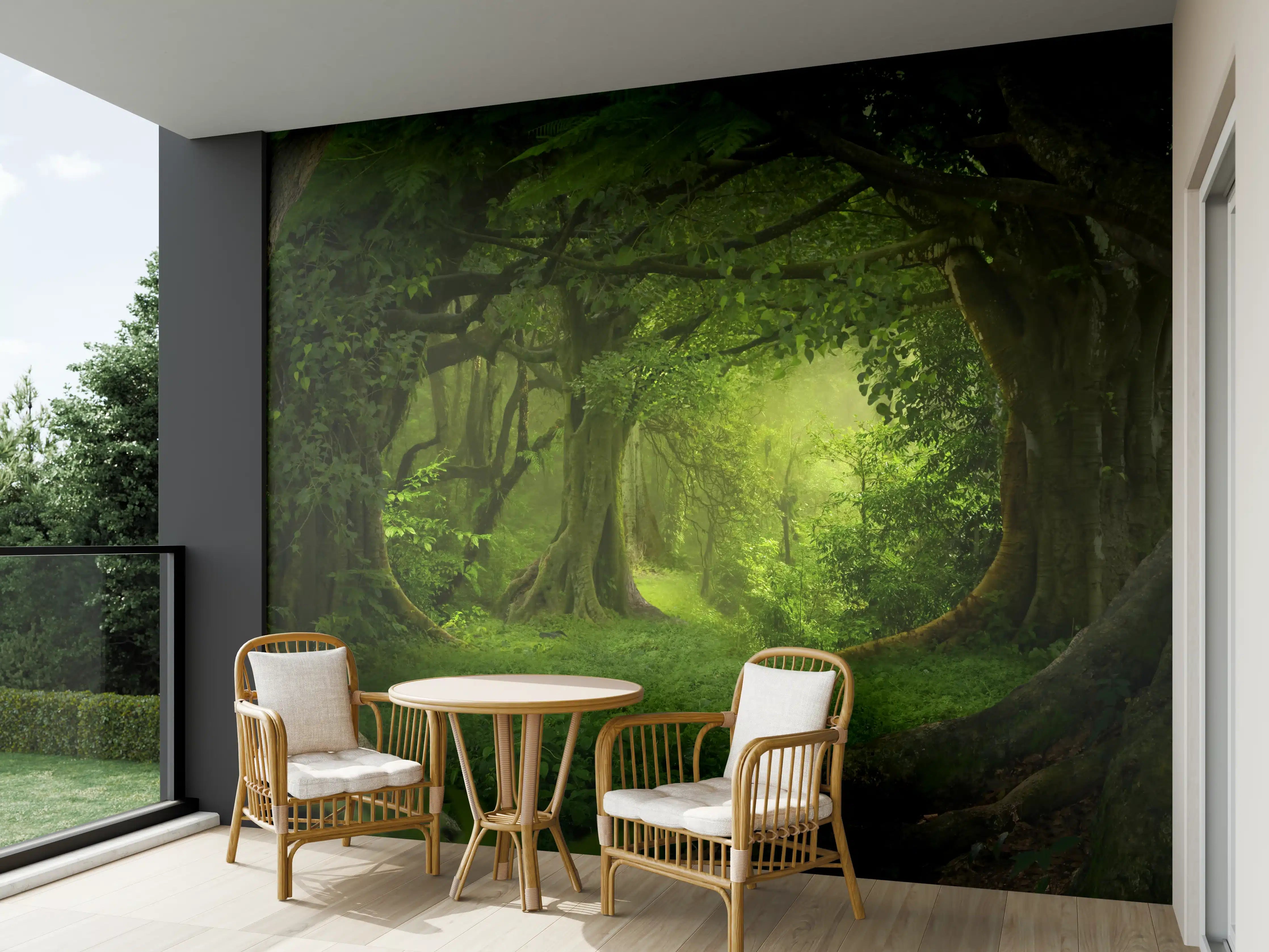 Wandverkleidung außen - Grüne Dschungel Lichtung Panorama