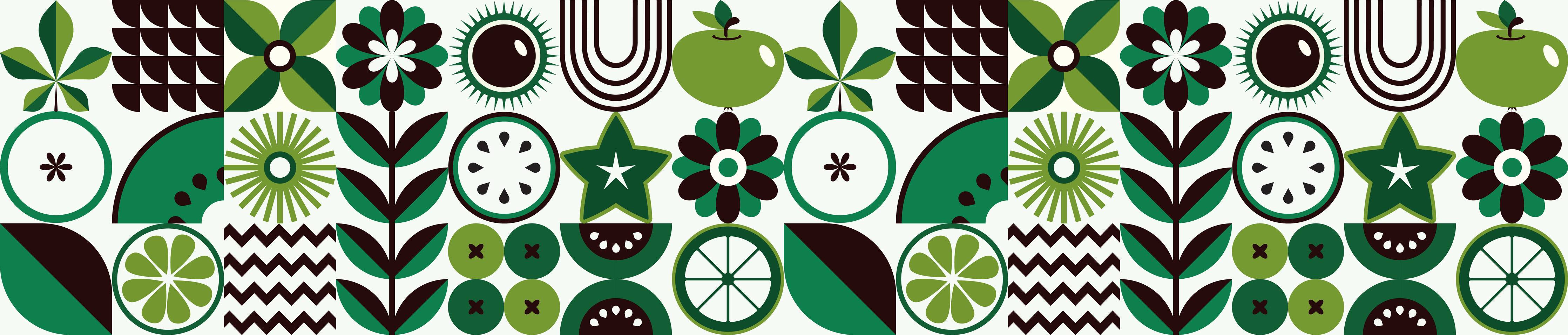 Wandverkleidung außen-Grüne Obst- und Blumendesign