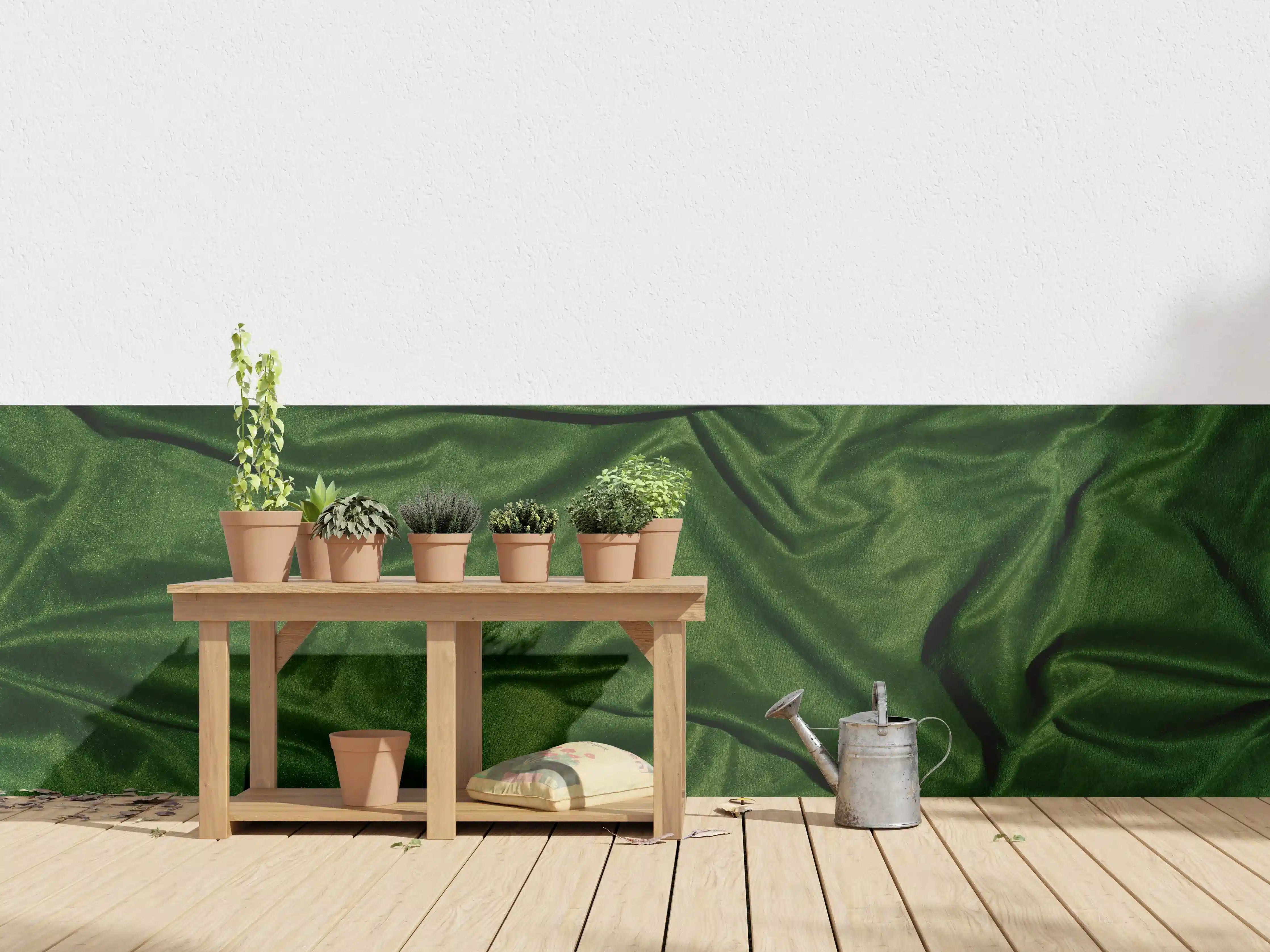 Wandverkleidung außen - Grüner Seidenstoff Hintergrund
