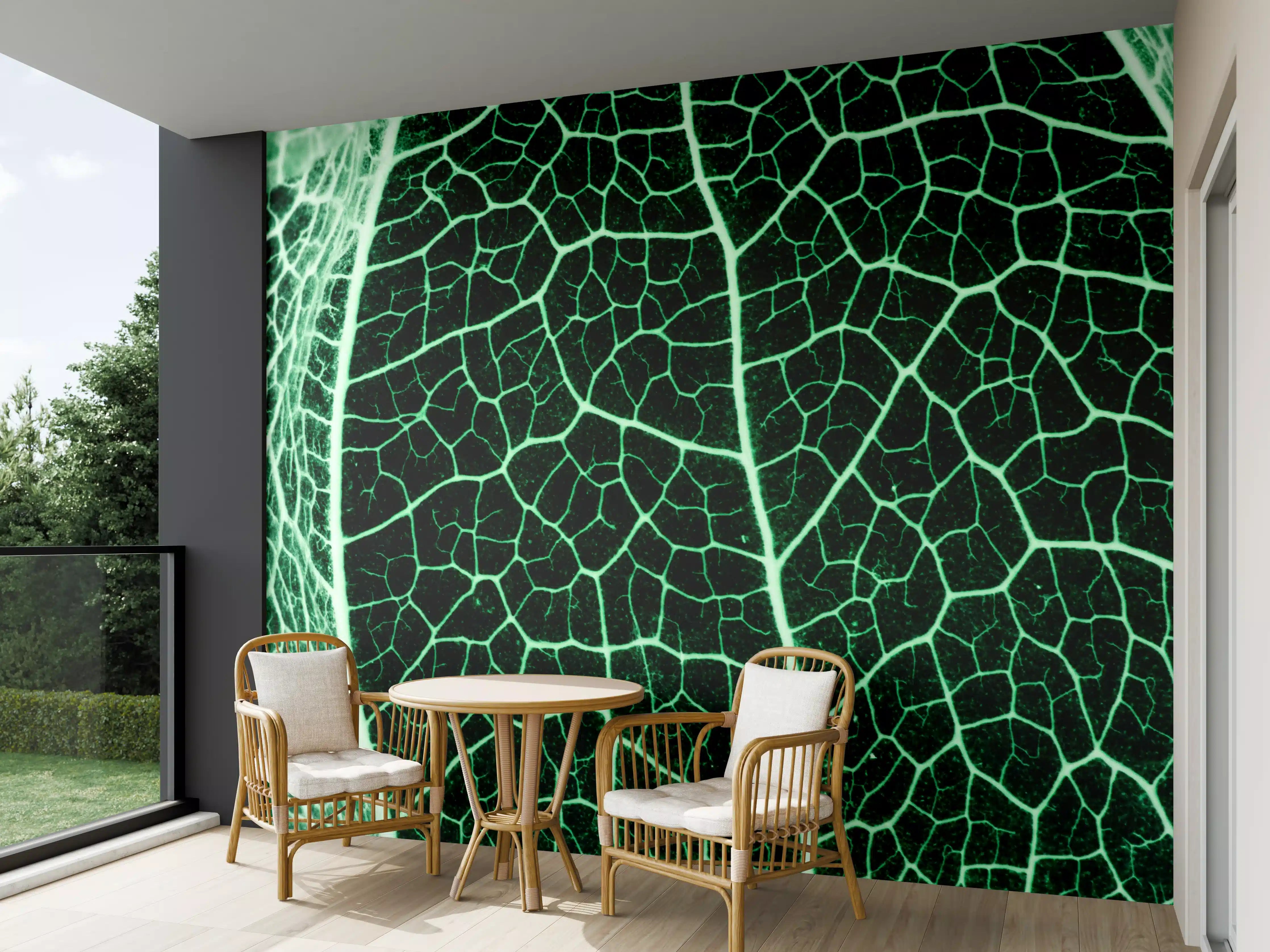 Wandverkleidung außen - Grünliche Blatttextur im Detail