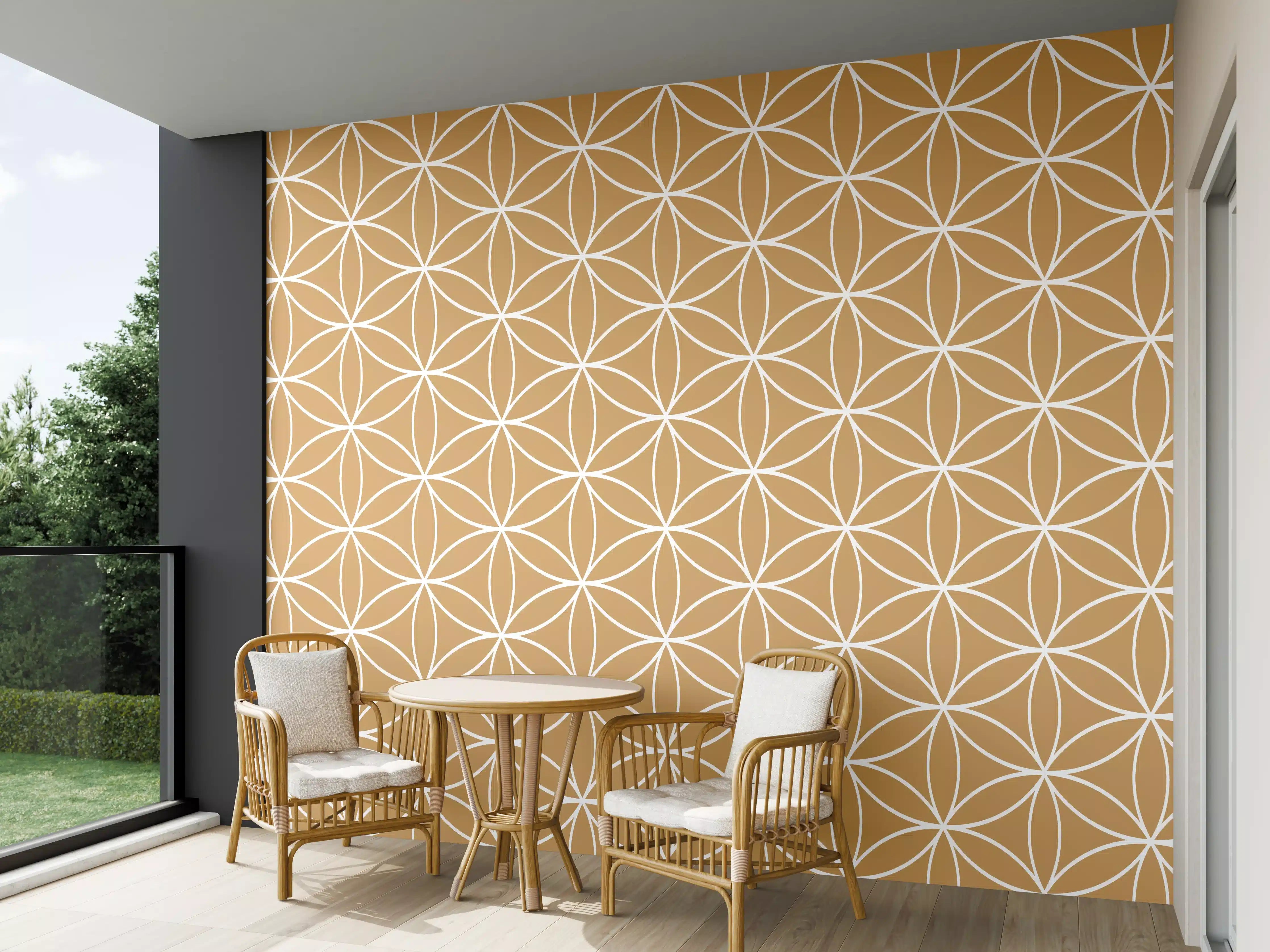 Wandverkleidung außen - Hellbraune geometrische Muster