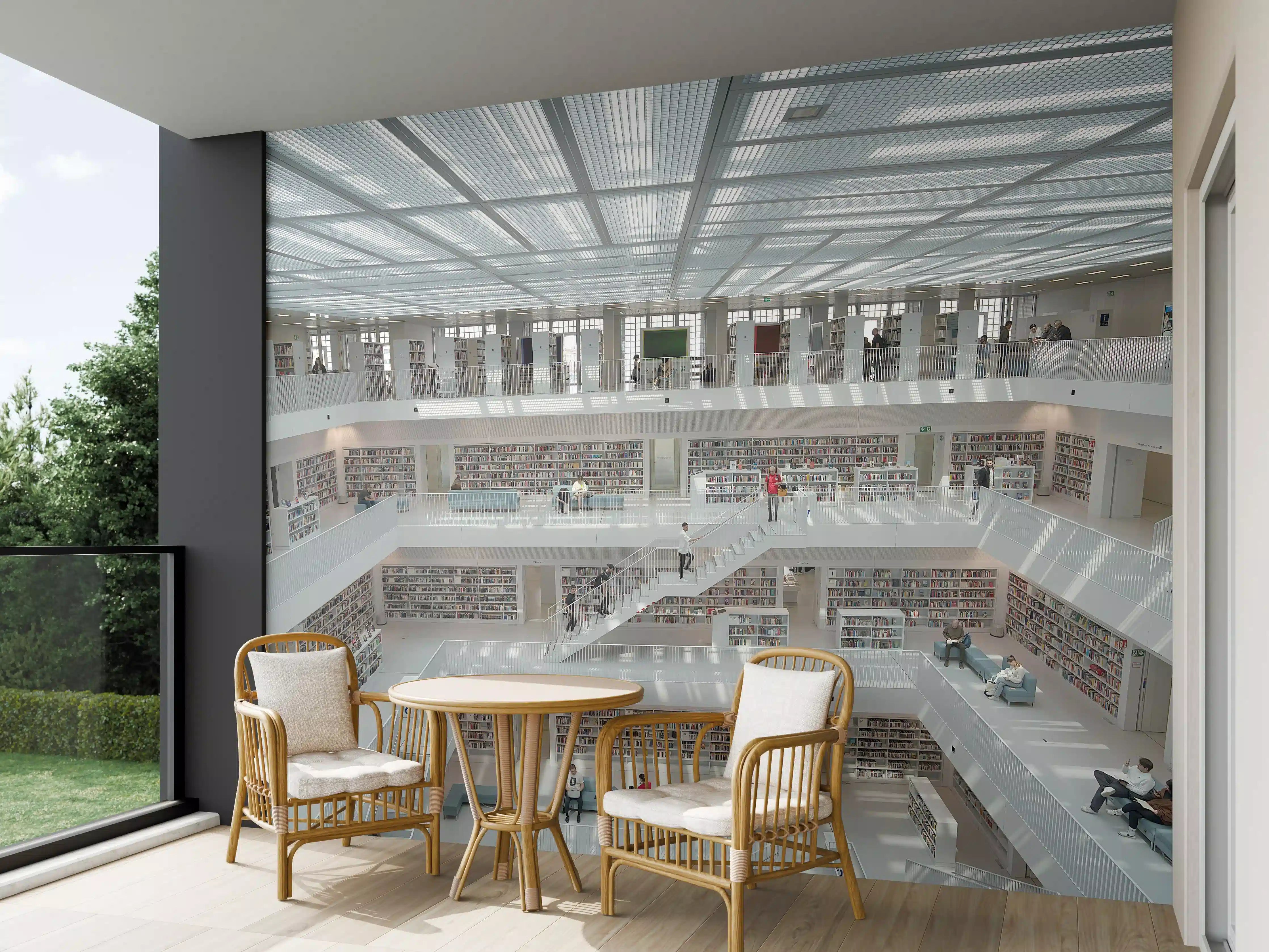 Wandverkleidung außen - Helle Bibliothek in Stuttgart