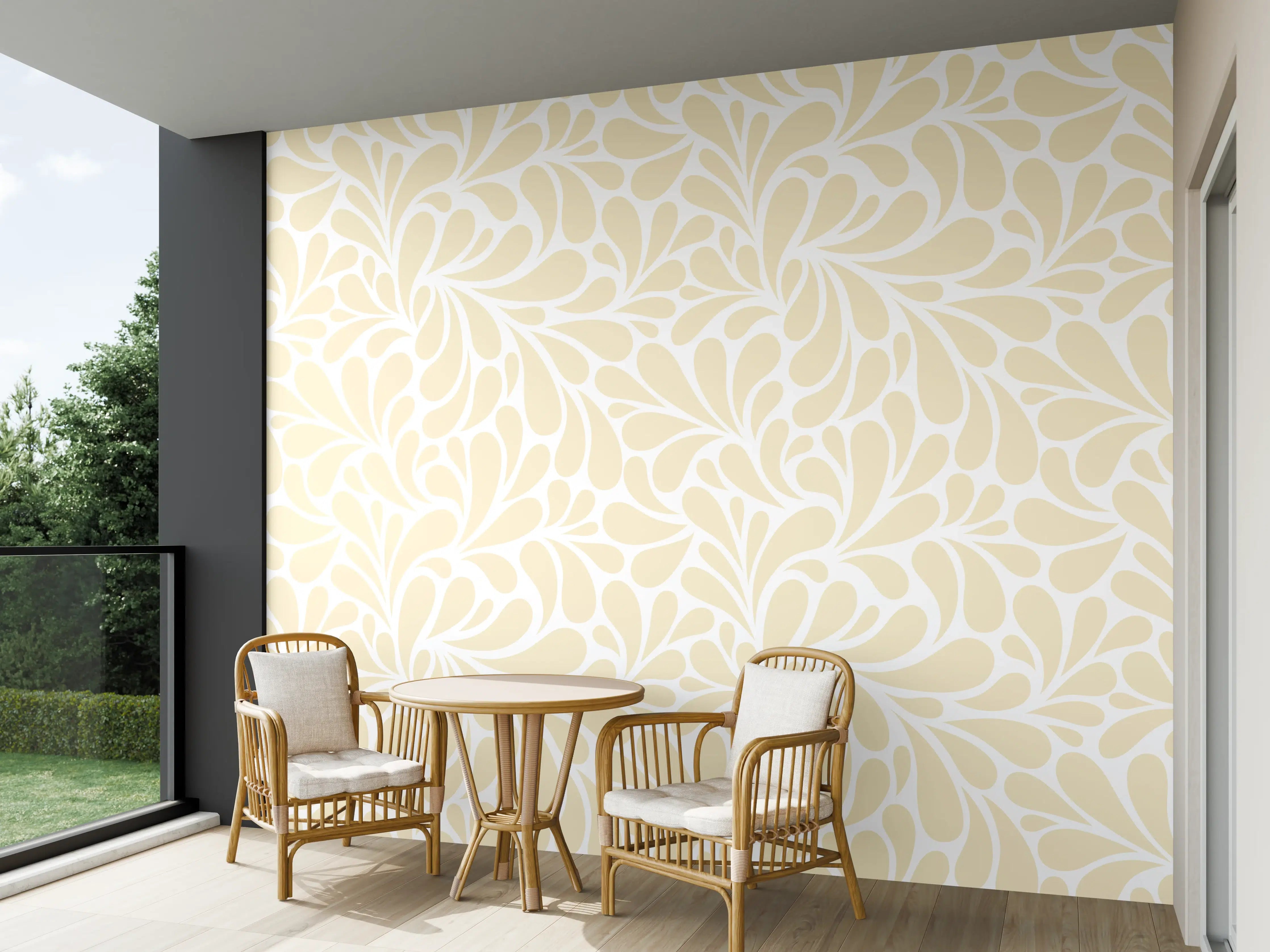 Wandverkleidung außen - Helle Blumenmuster in Beige