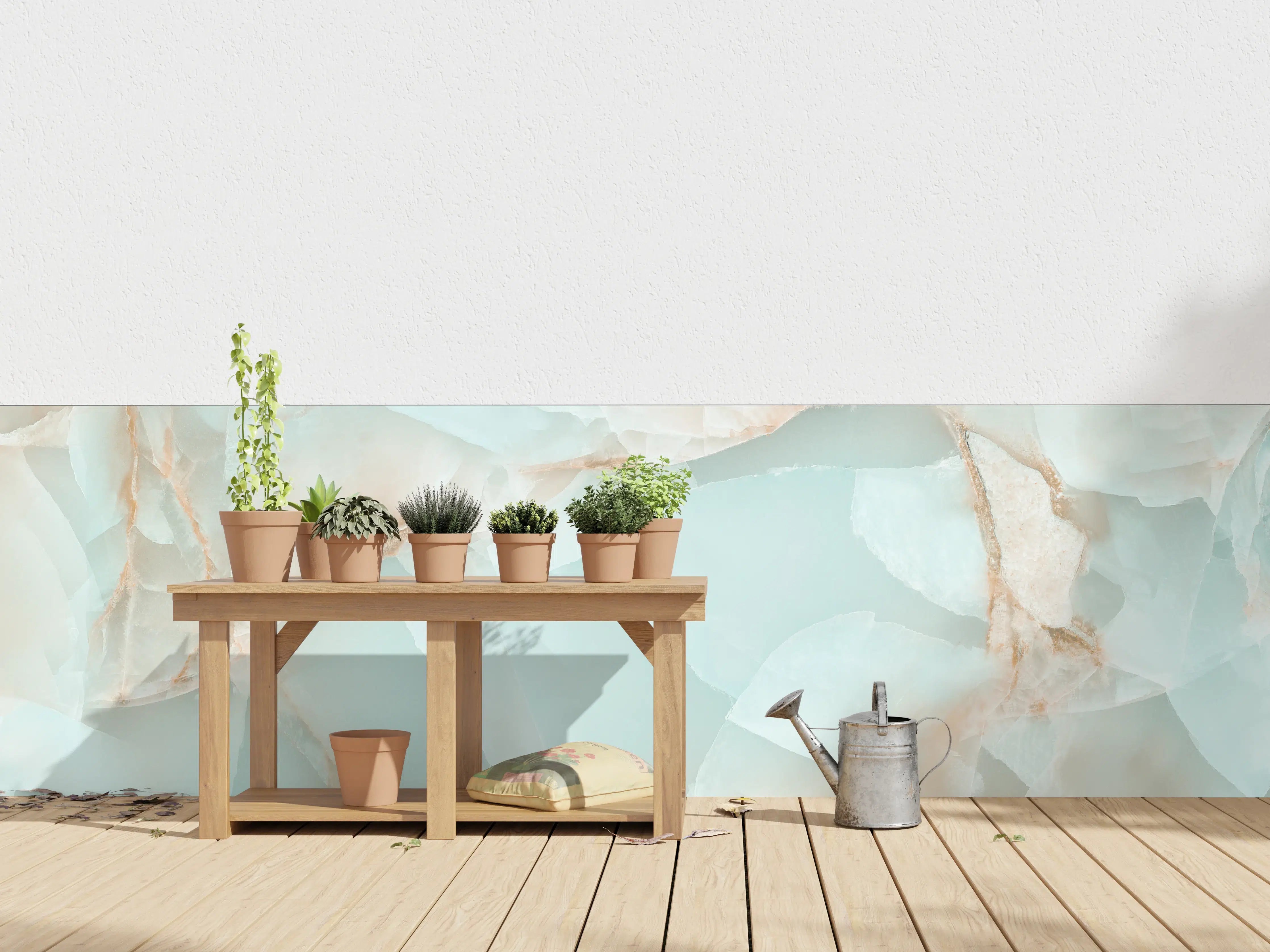 Wandverkleidung außen - Helle Marmor-Textur mit wärmeren Akzenten