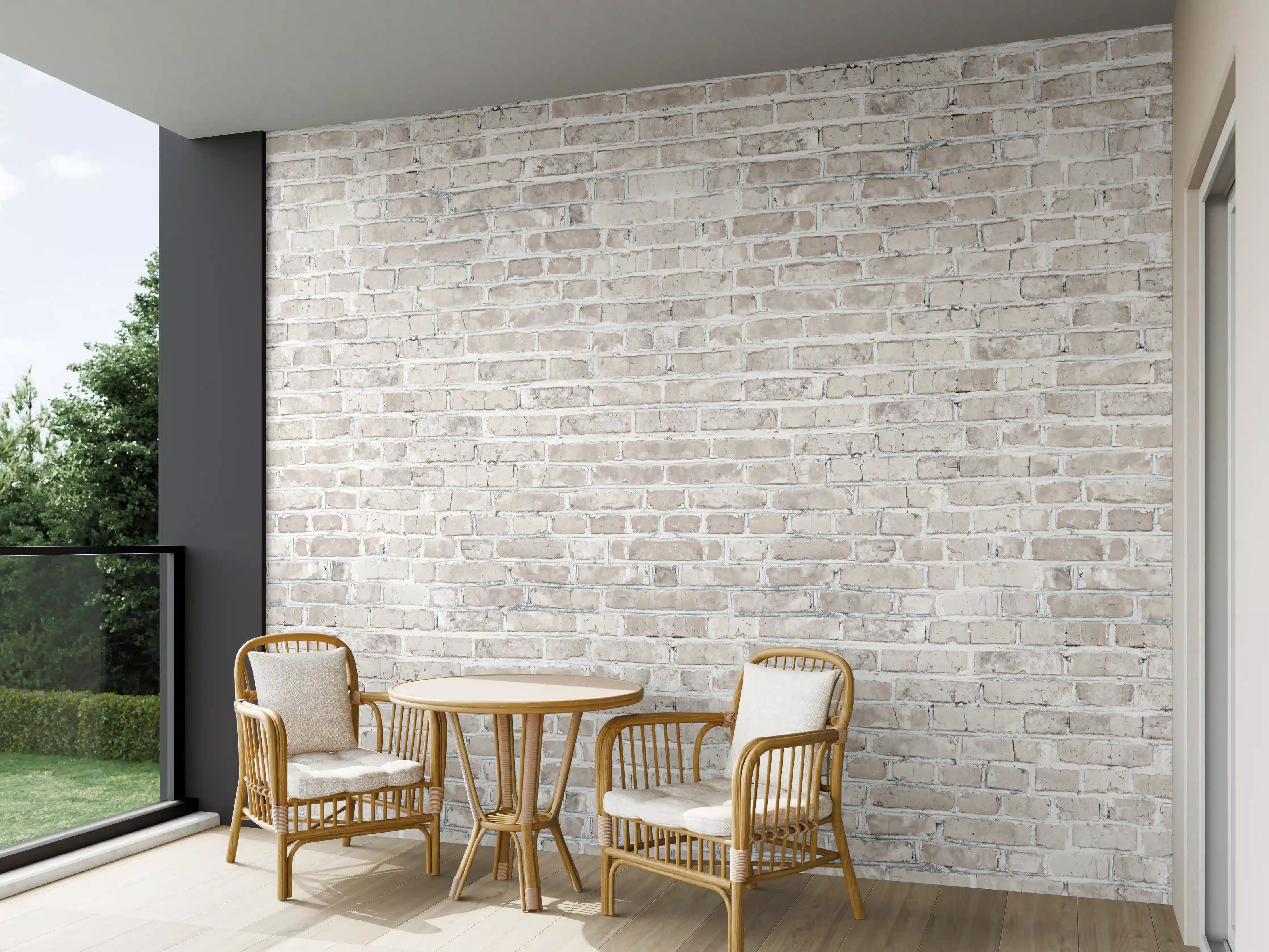 Wandverkleidung außen - Helle Ziegelsteinmauer in neutralen Tönen