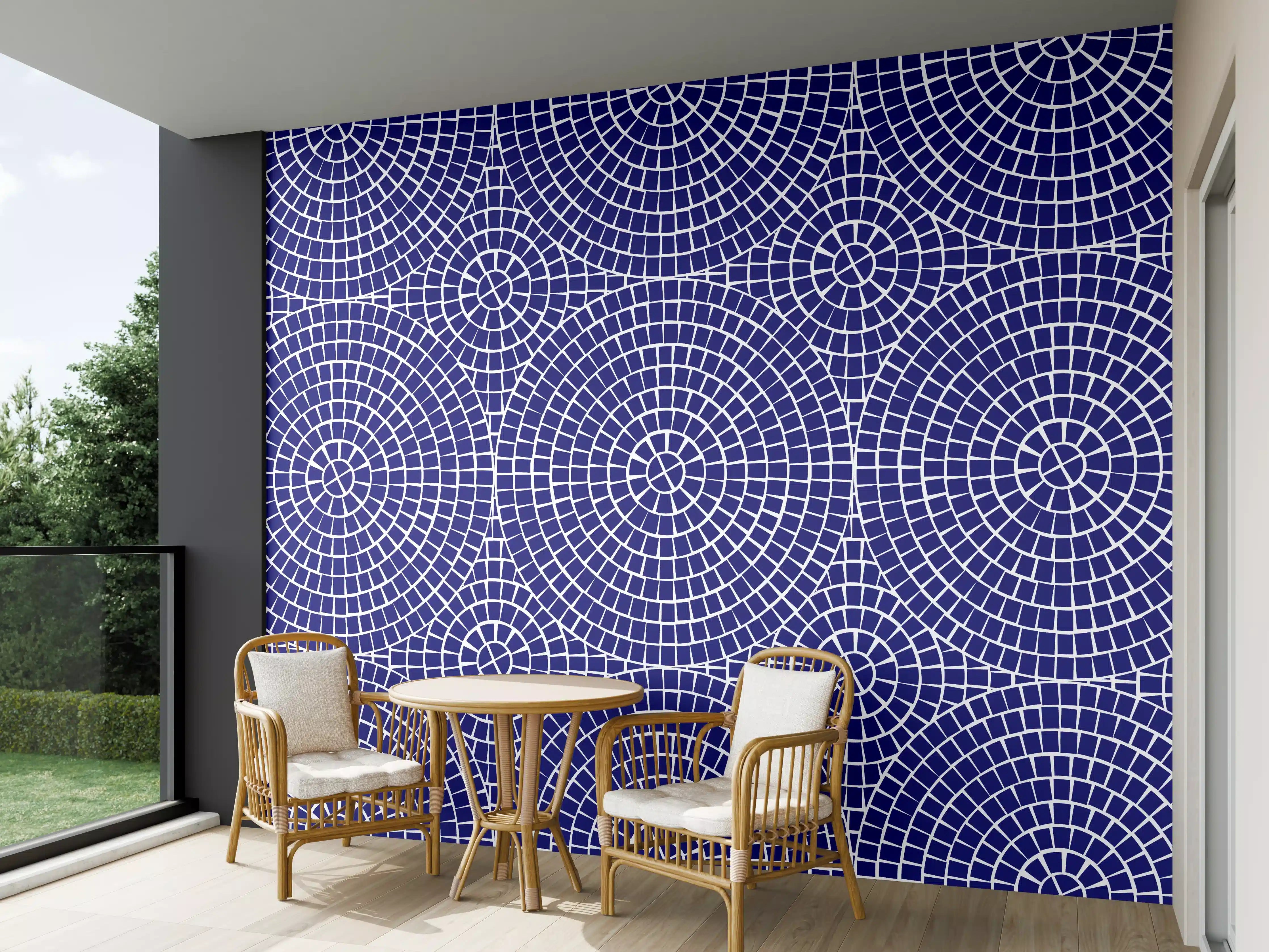 Wandverkleidung außen - Heller Mosaik mit blauen und grauen Nuancen