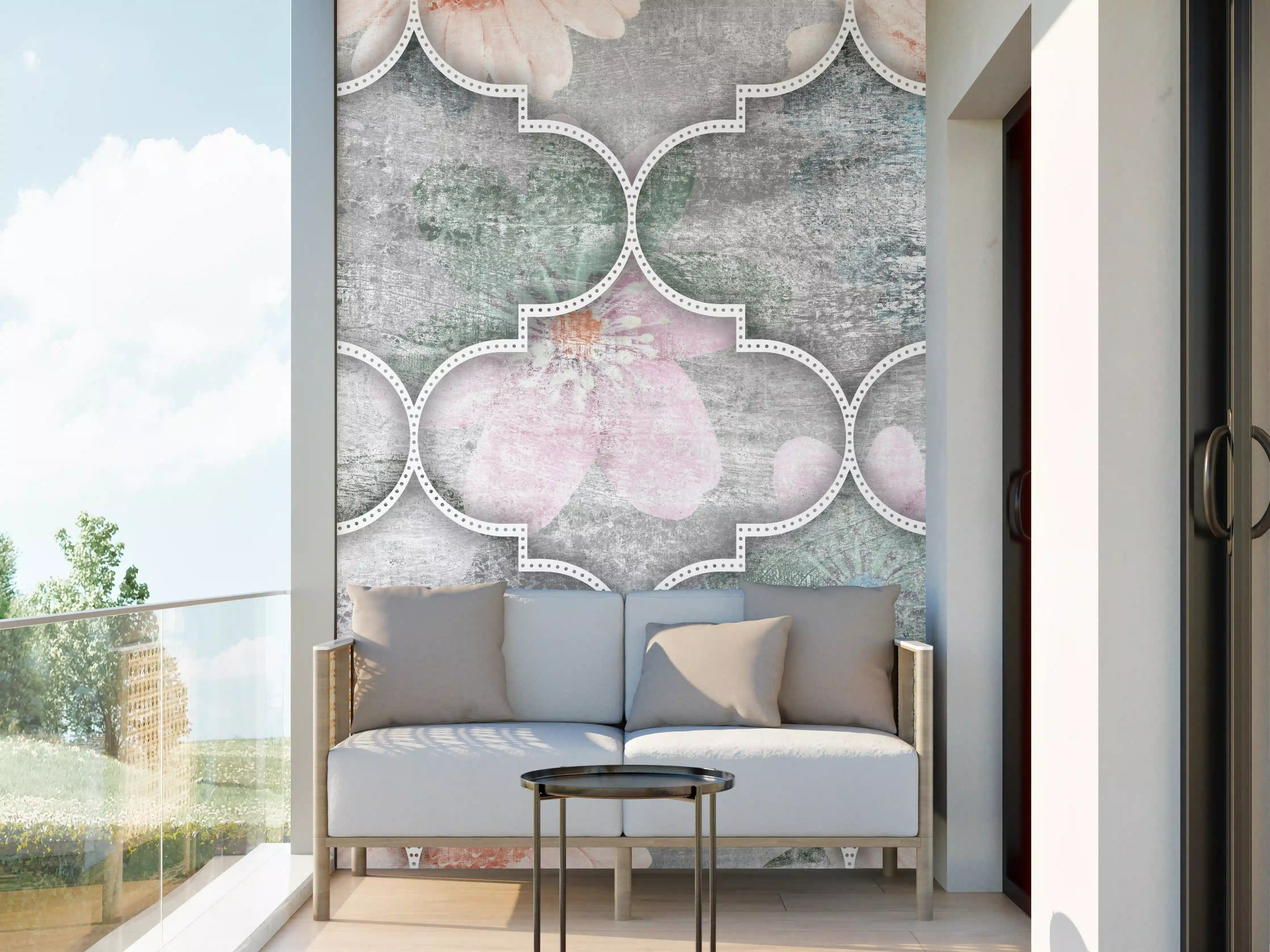 Wandverkleidung außen - Helles Kunstmuster - Floral