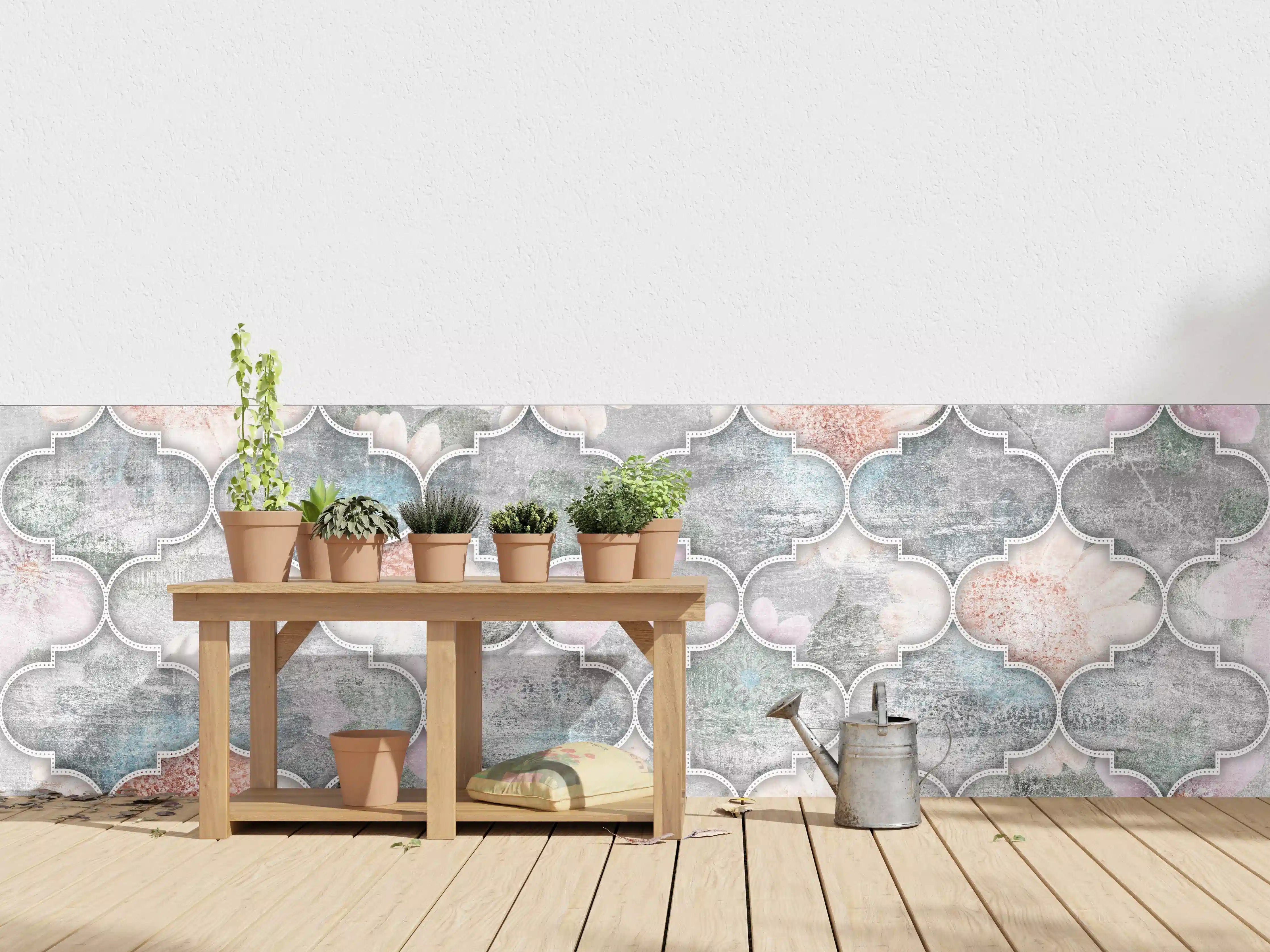 Wandverkleidung außen - Helles Kunstmuster - Floral