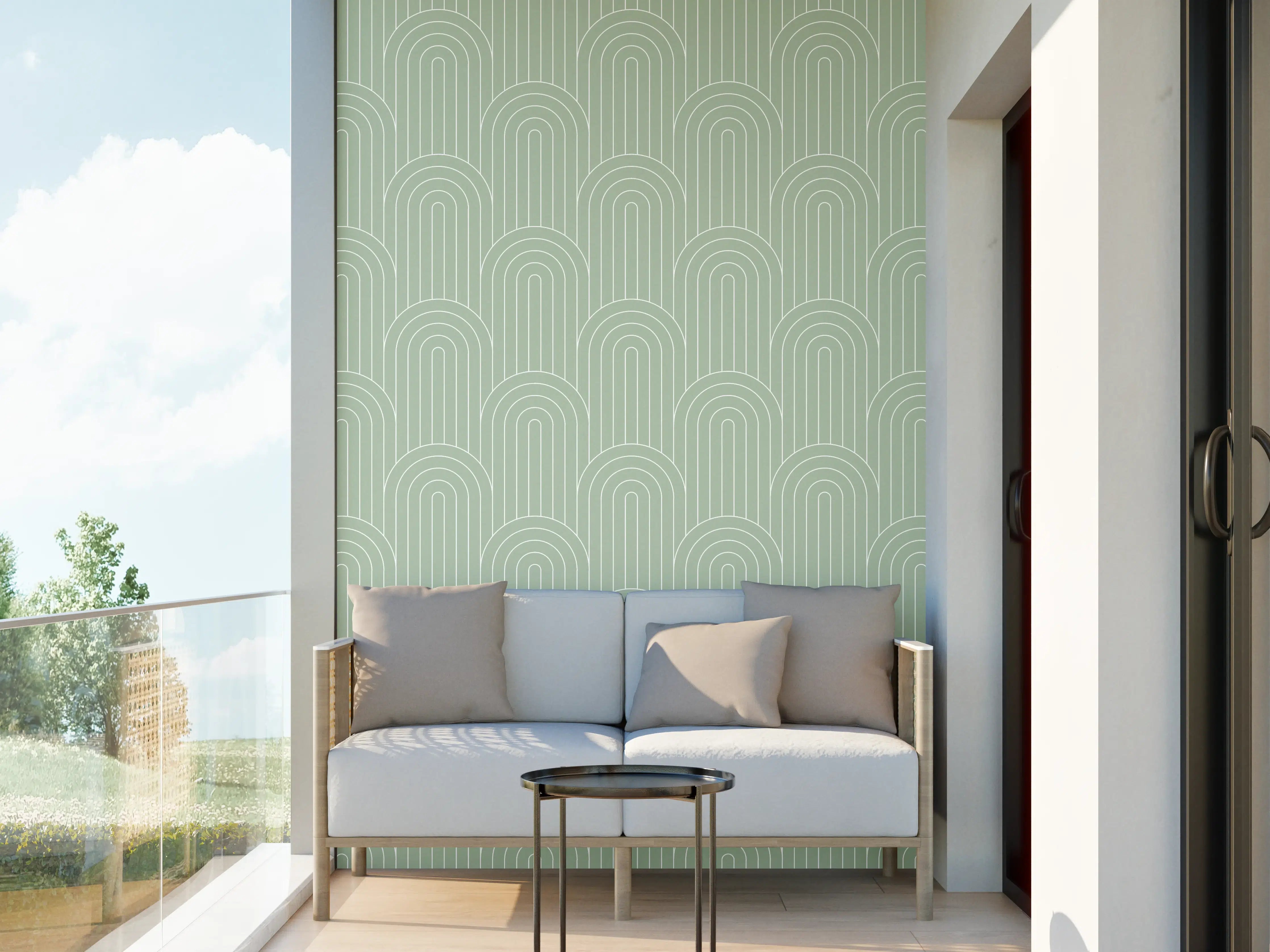 Wandverkleidung außen - Helles Salvia-Design mit eleganten Arcaten