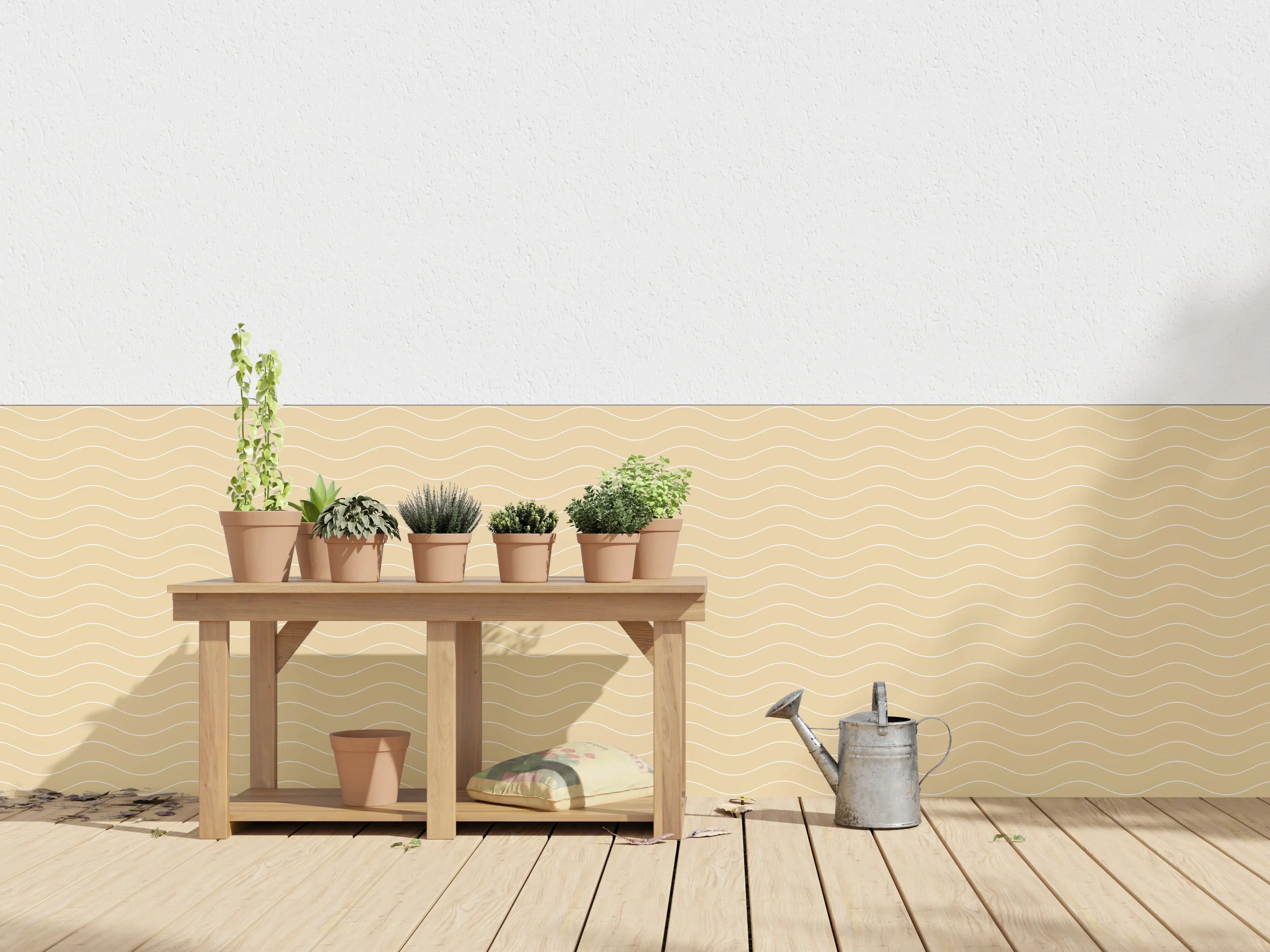 Wandverkleidung außen - Helles, neutrales Wanddesign mit sanften Wellenmuster