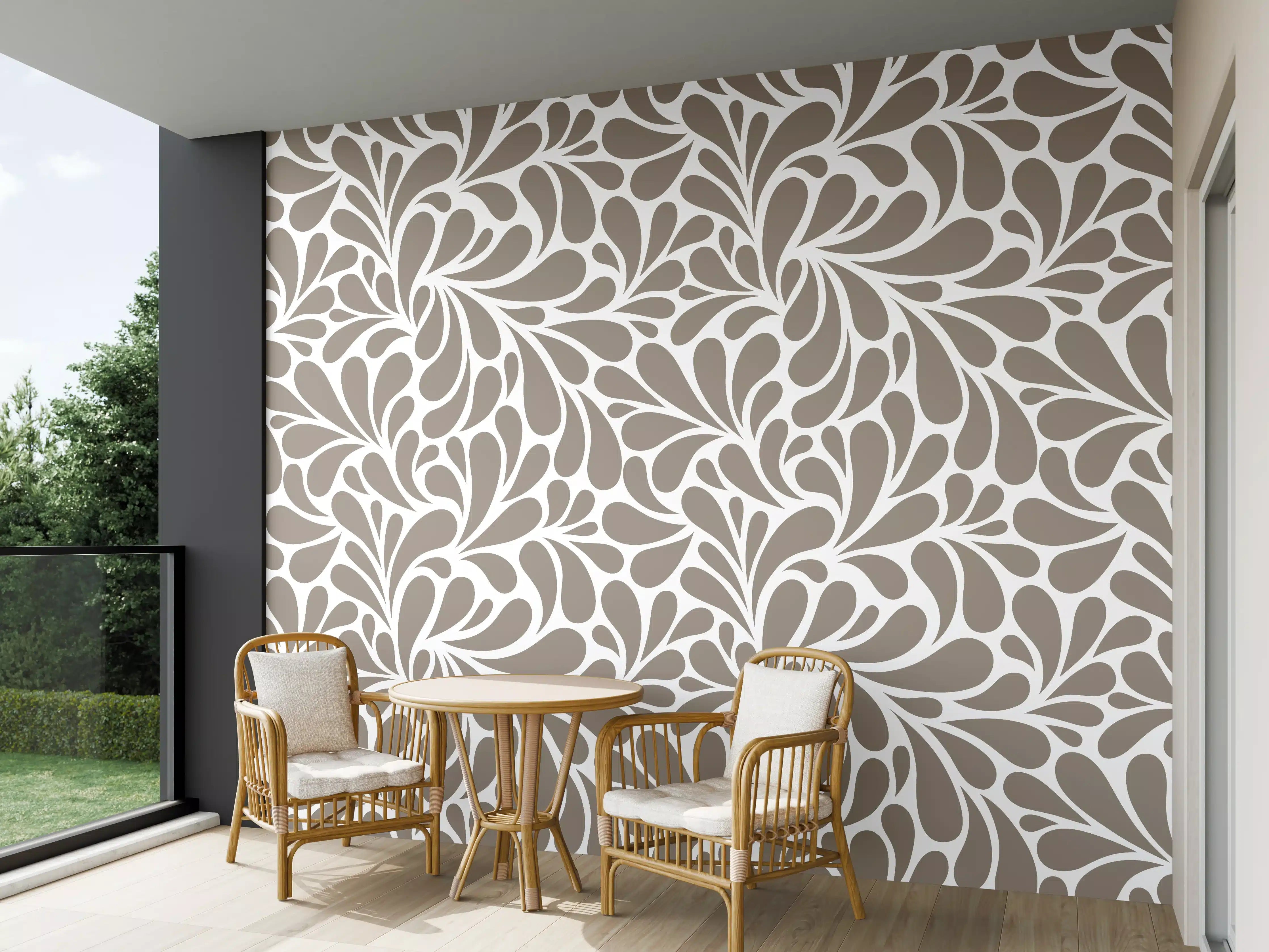 Wandverkleidung außen - Hellgraues Blätter-Muster