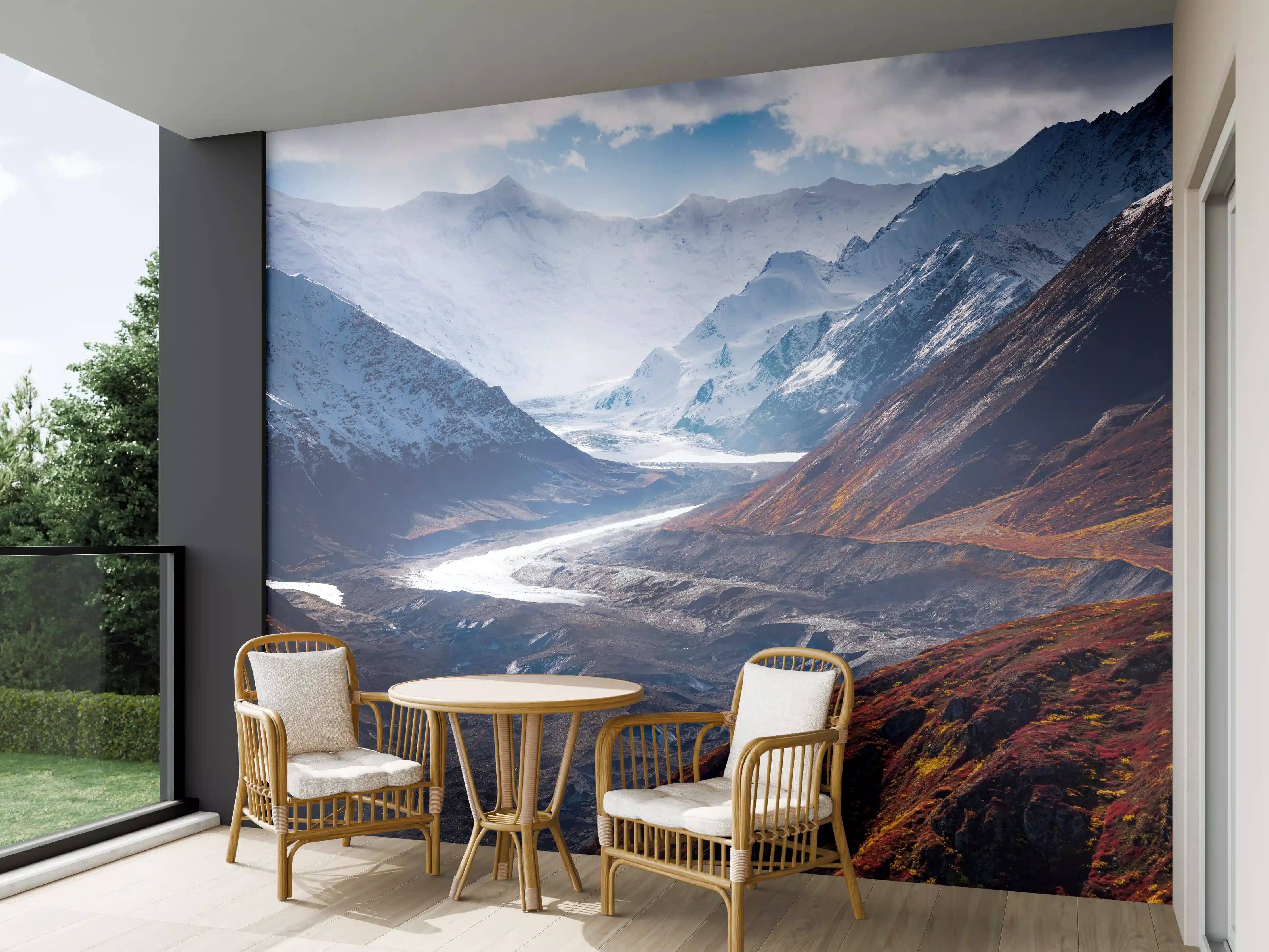 Wandverkleidung außen - Herbst-Winter in Alaskas Bergen