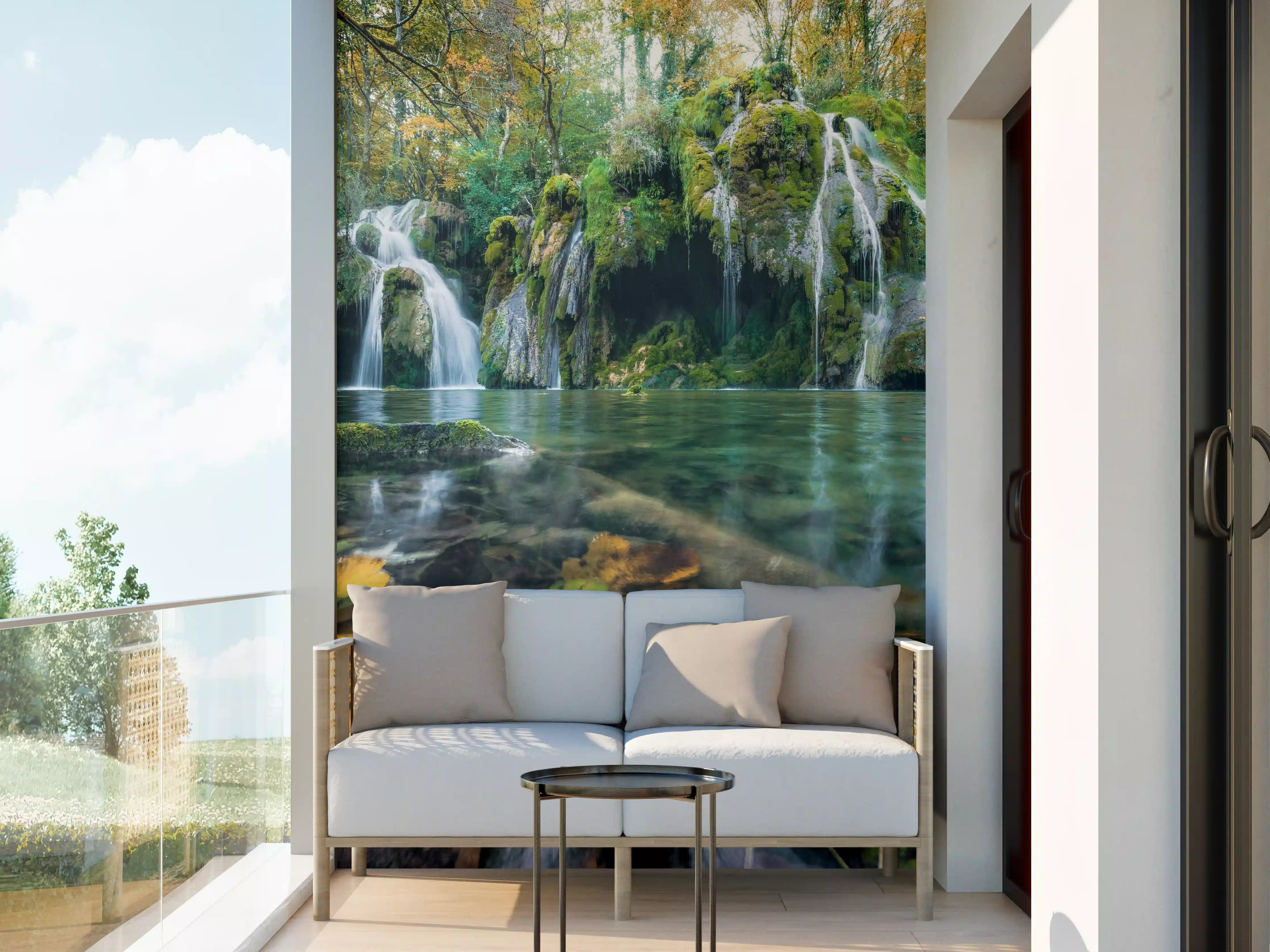 Wandverkleidung außen - Herbstblätter im See