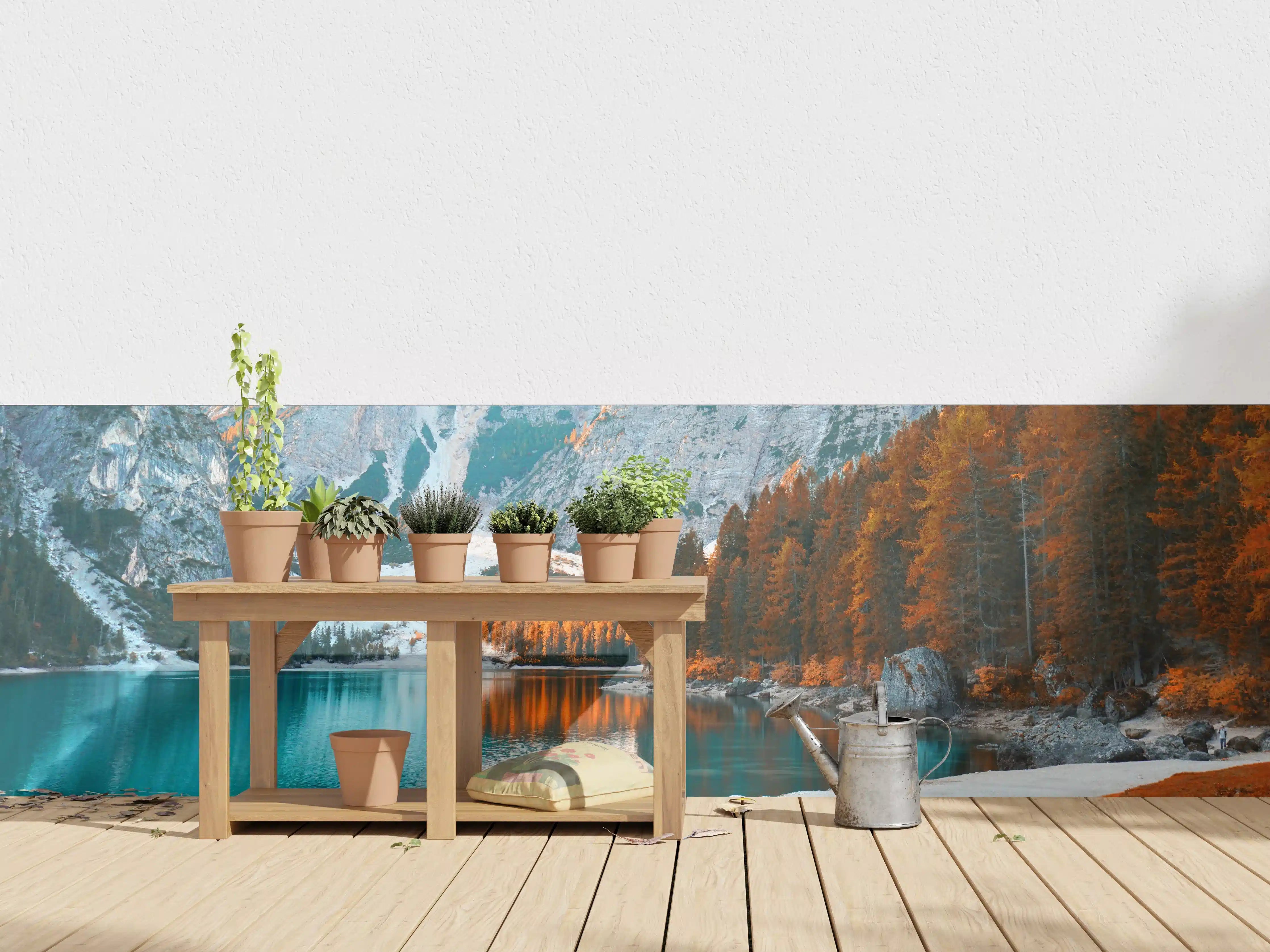Wandverkleidung außen - Herbstliche Bergsee-Landschaft