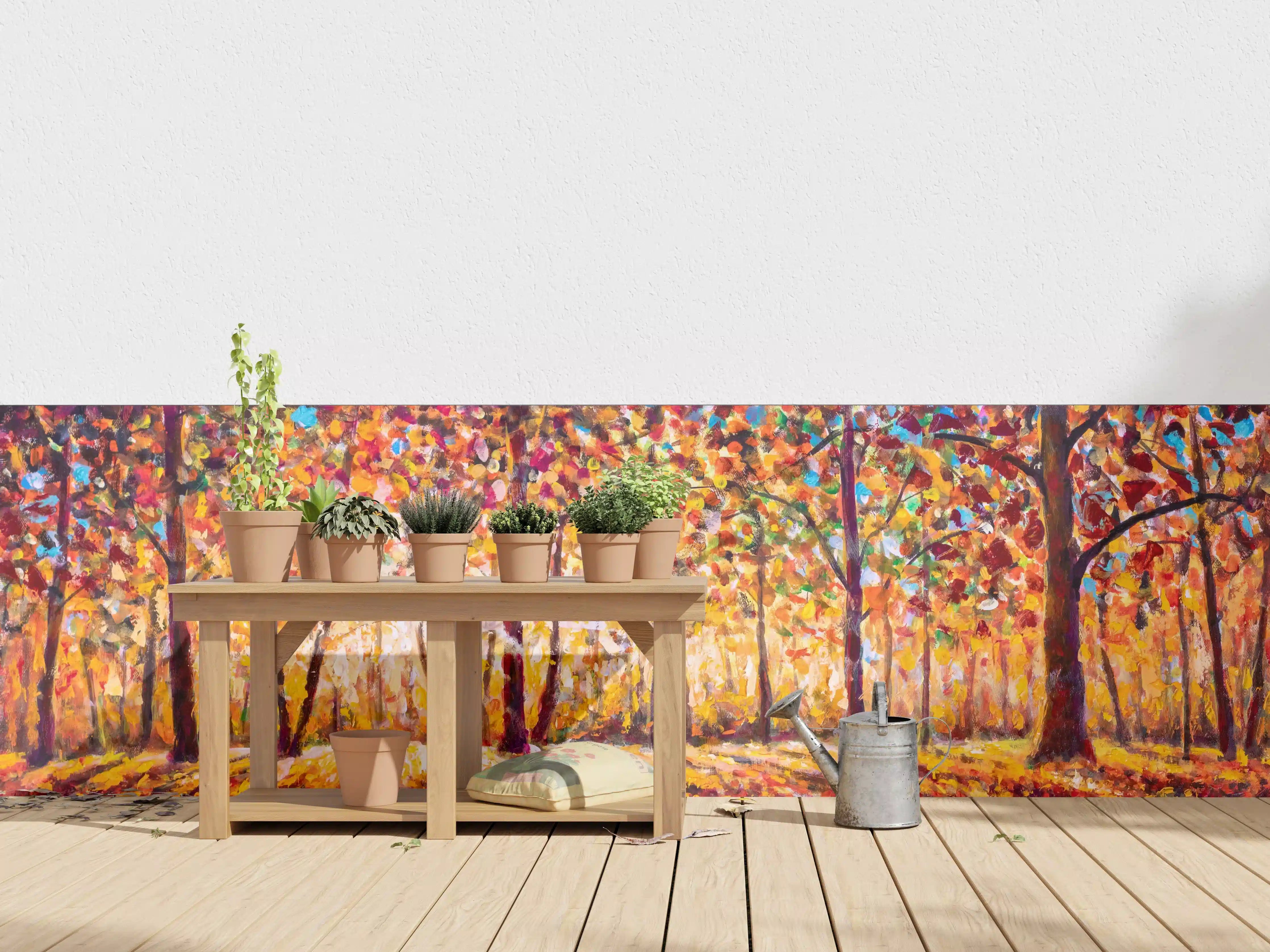 Wandverkleidung außen - Herbstlicher Wald in leuchtenden Farben