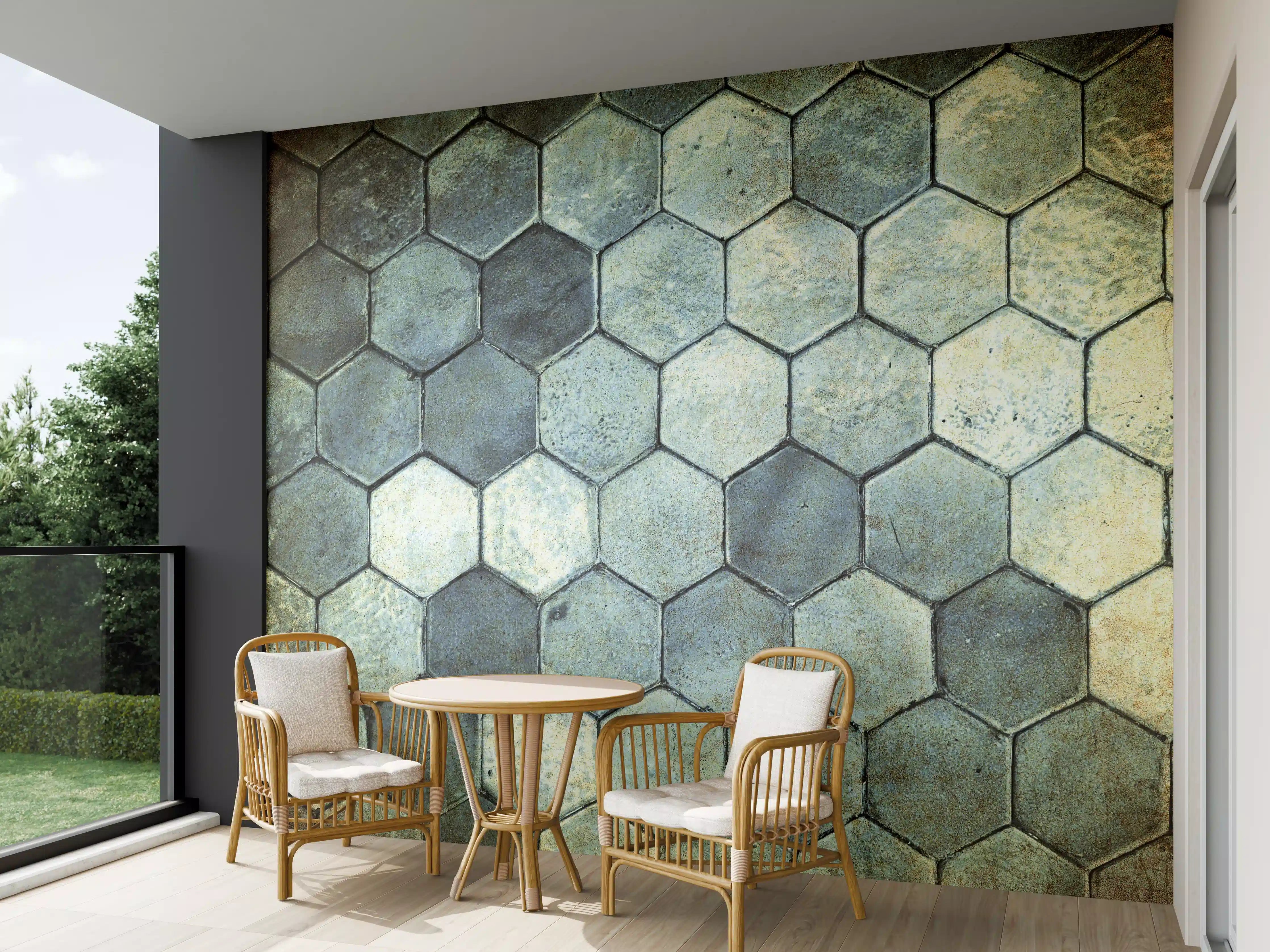 Wandverkleidung außen - Hexagonale Fliesen im Vintage-Look