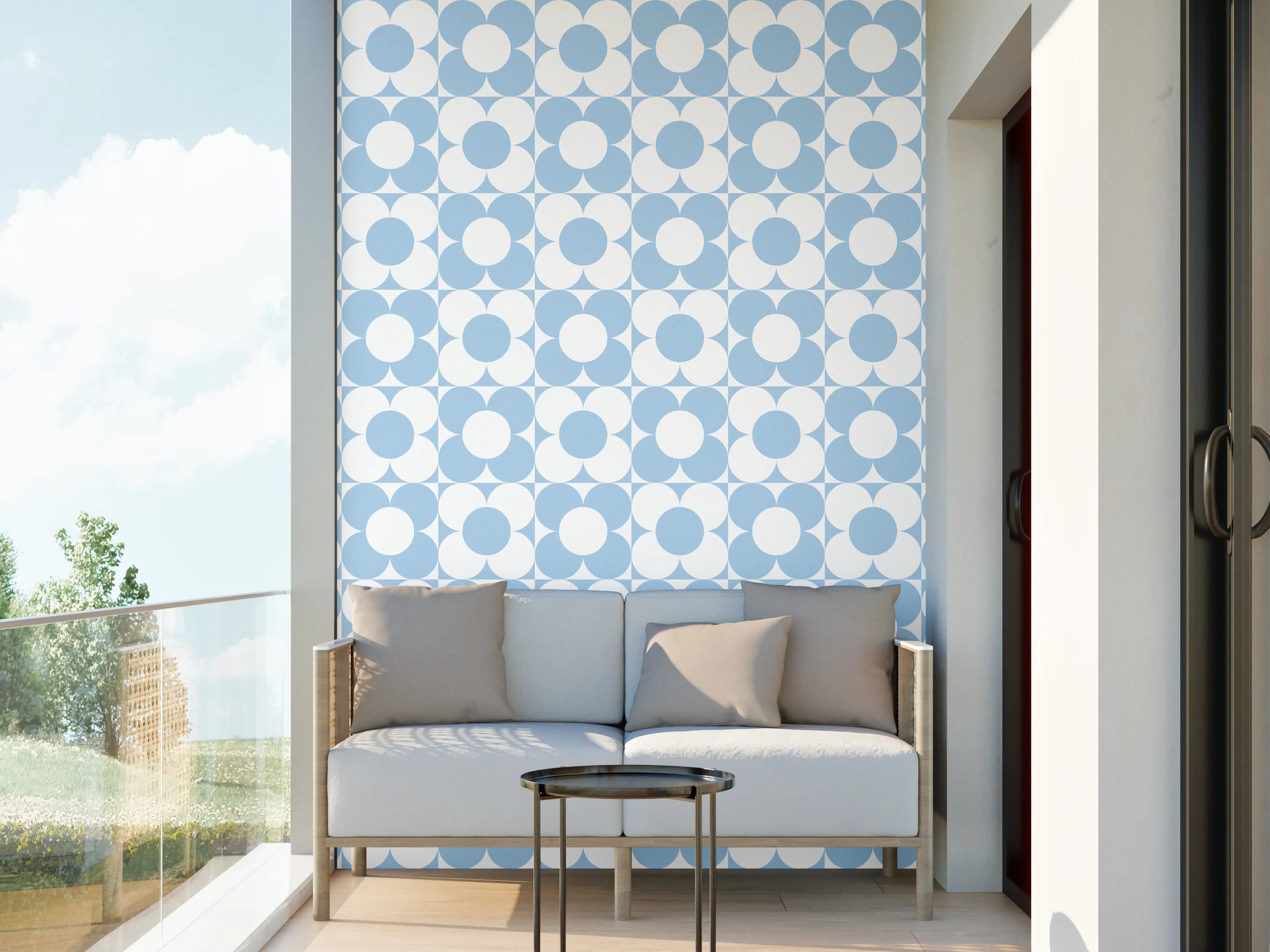 Wandverkleidung außen - Himmlisches Himmel-Muster in Blau und Weiß