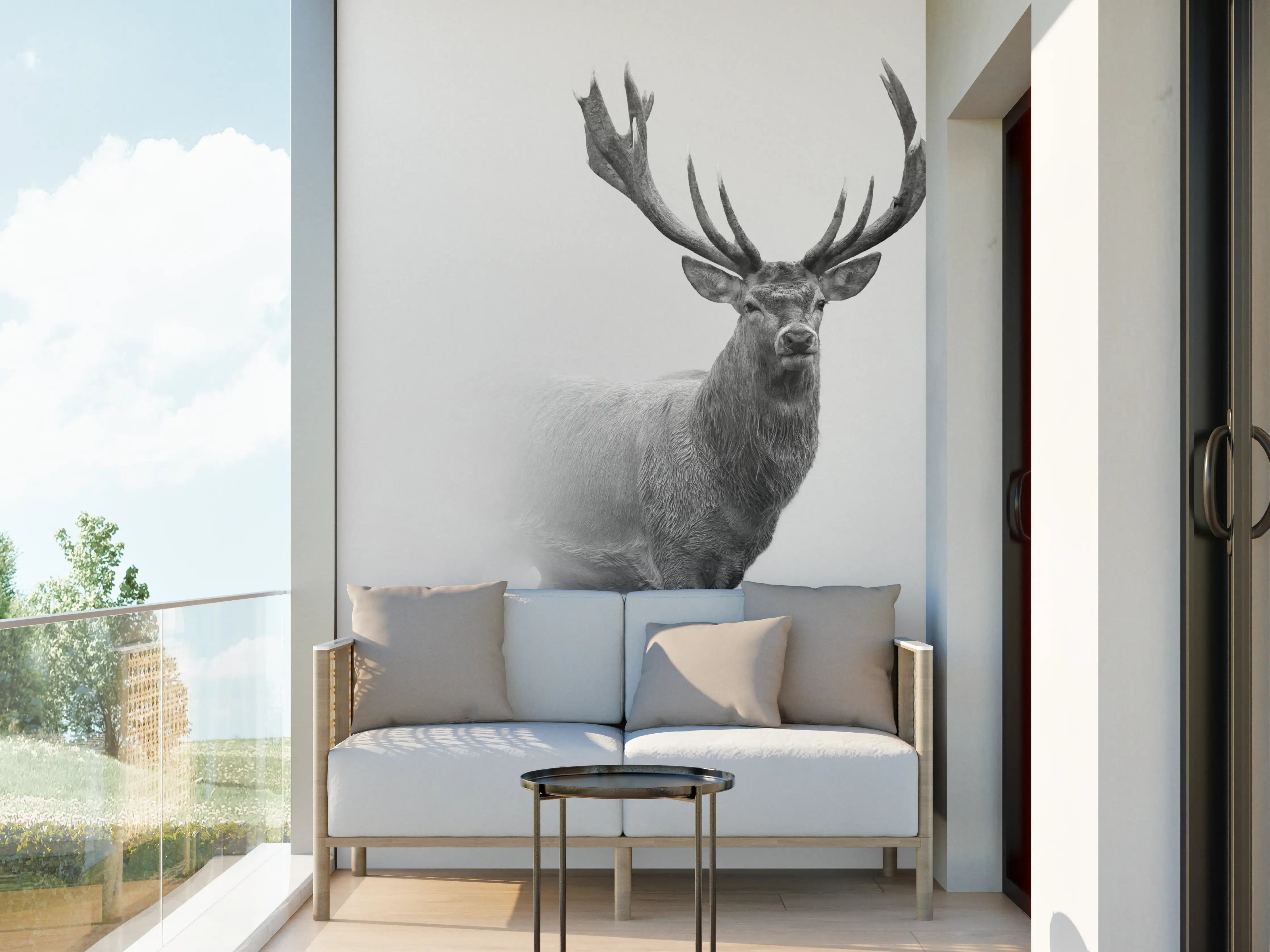 Wandverkleidung außen - Hirsch Graustufenbild