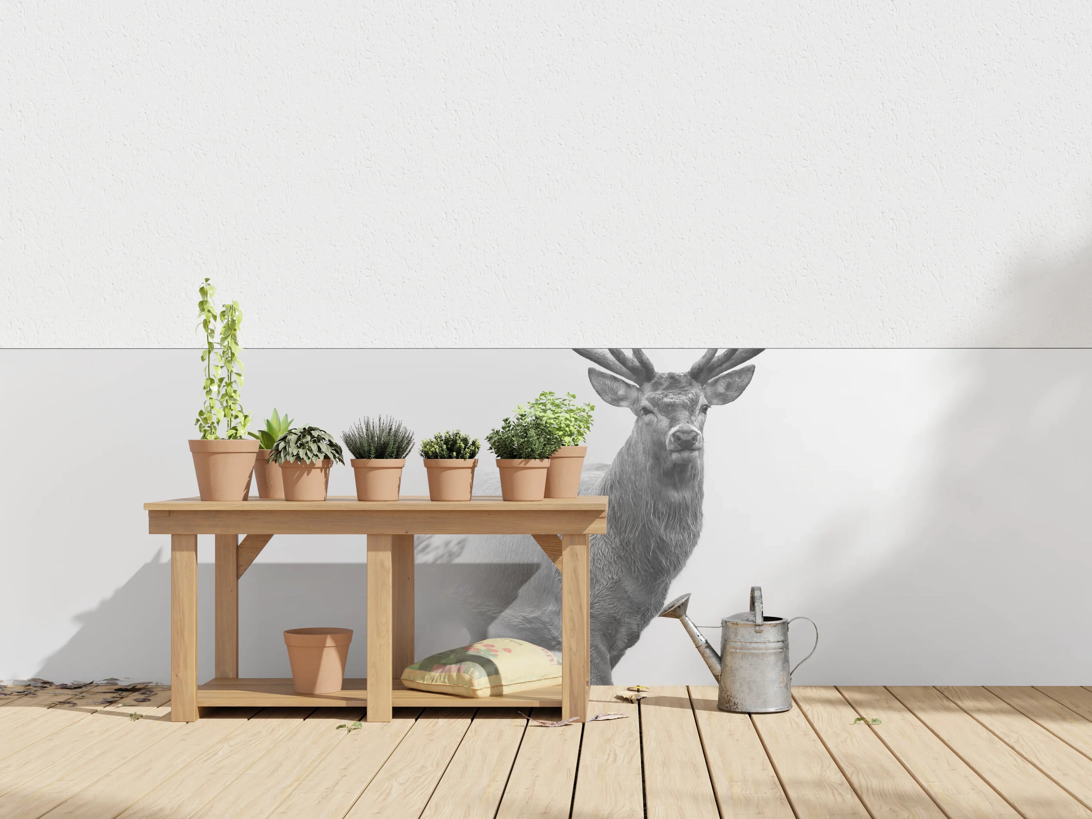 Wandverkleidung außen - Hirsch Graustufenbild