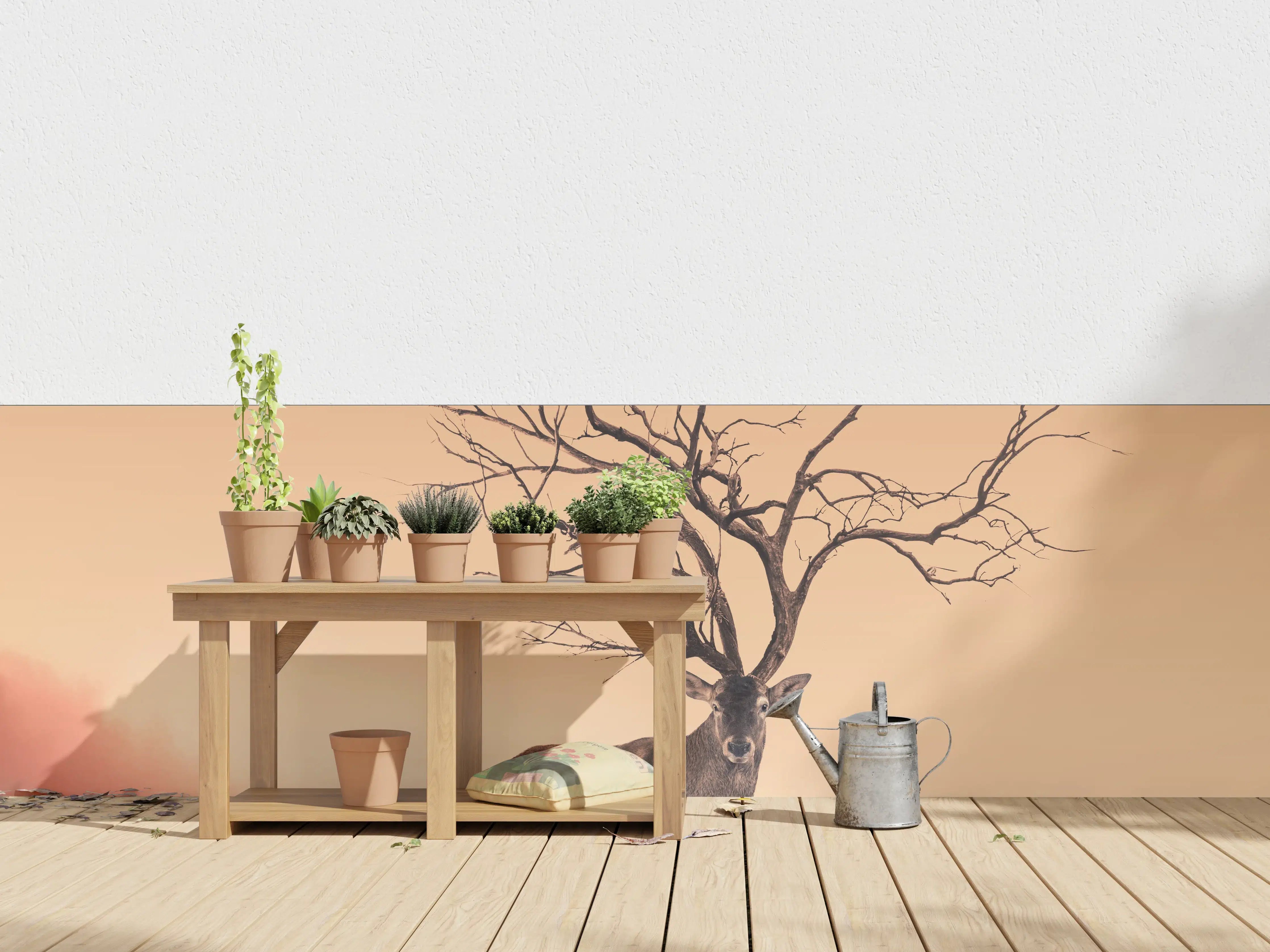 Wandverkleidung außen - Hirsch mit abstraktem Baum-Geweih