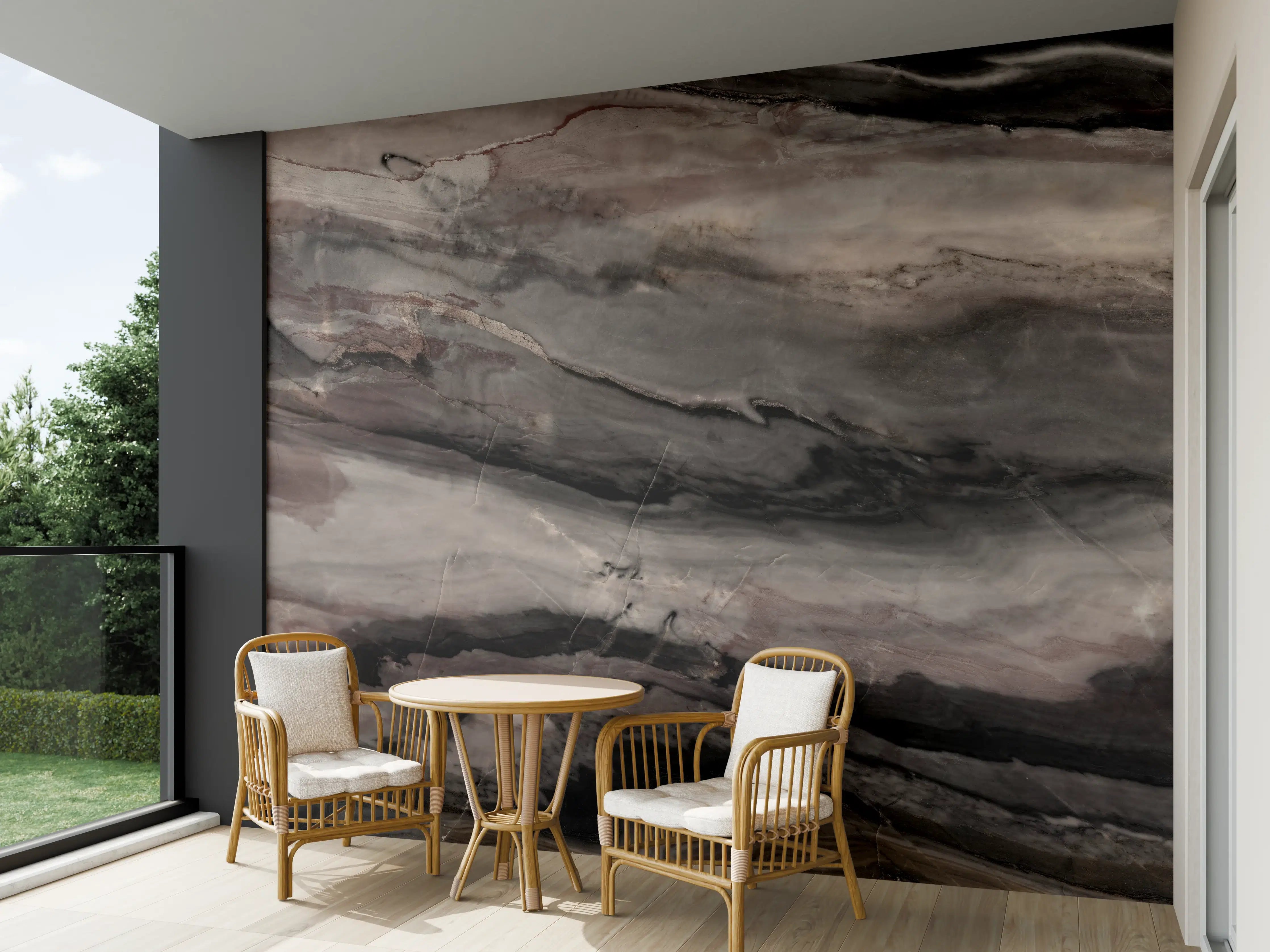 Wandverkleidung außen - Holz-Marmor Textur