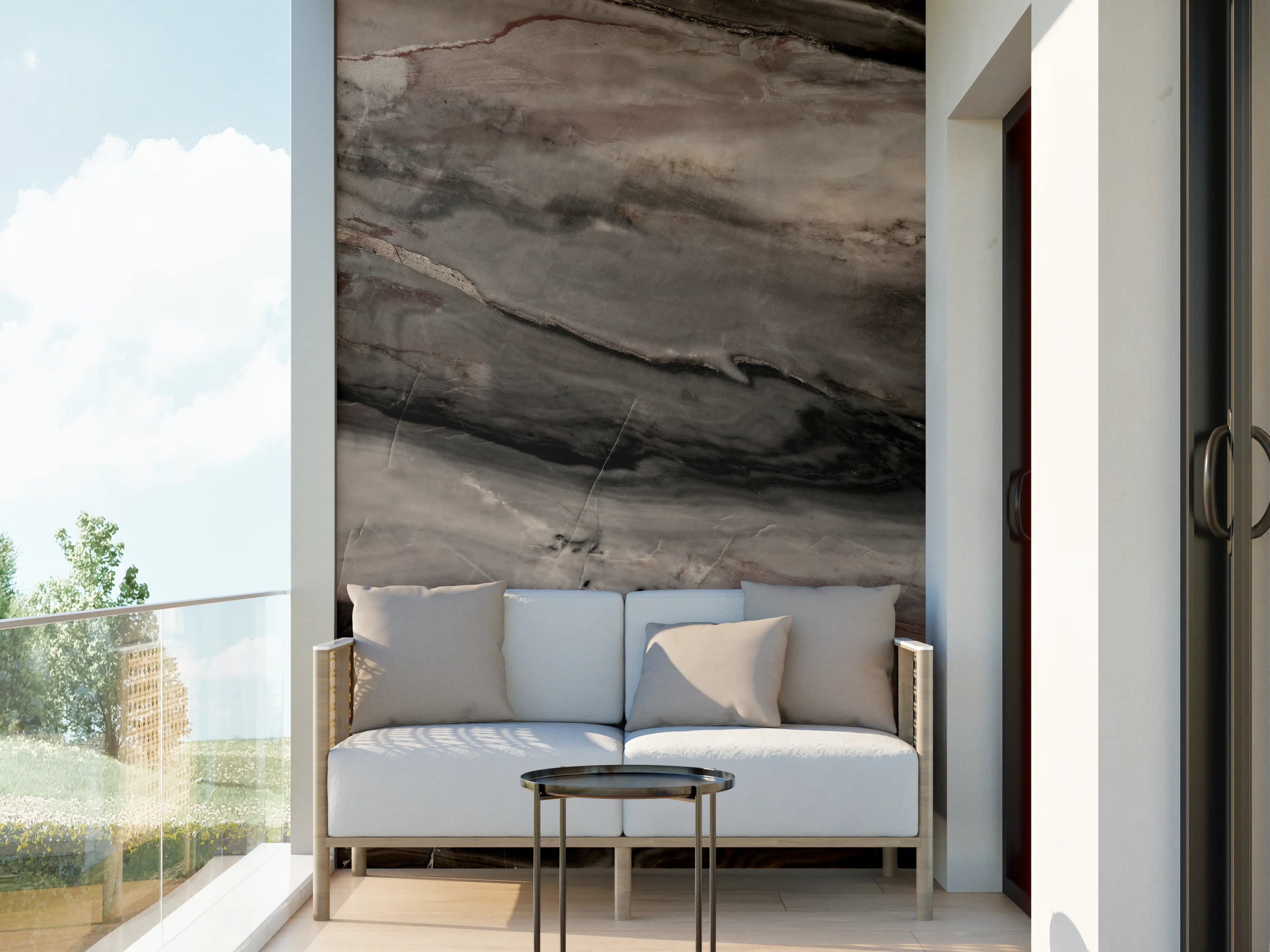 Wandverkleidung außen - Holz-Marmor Textur