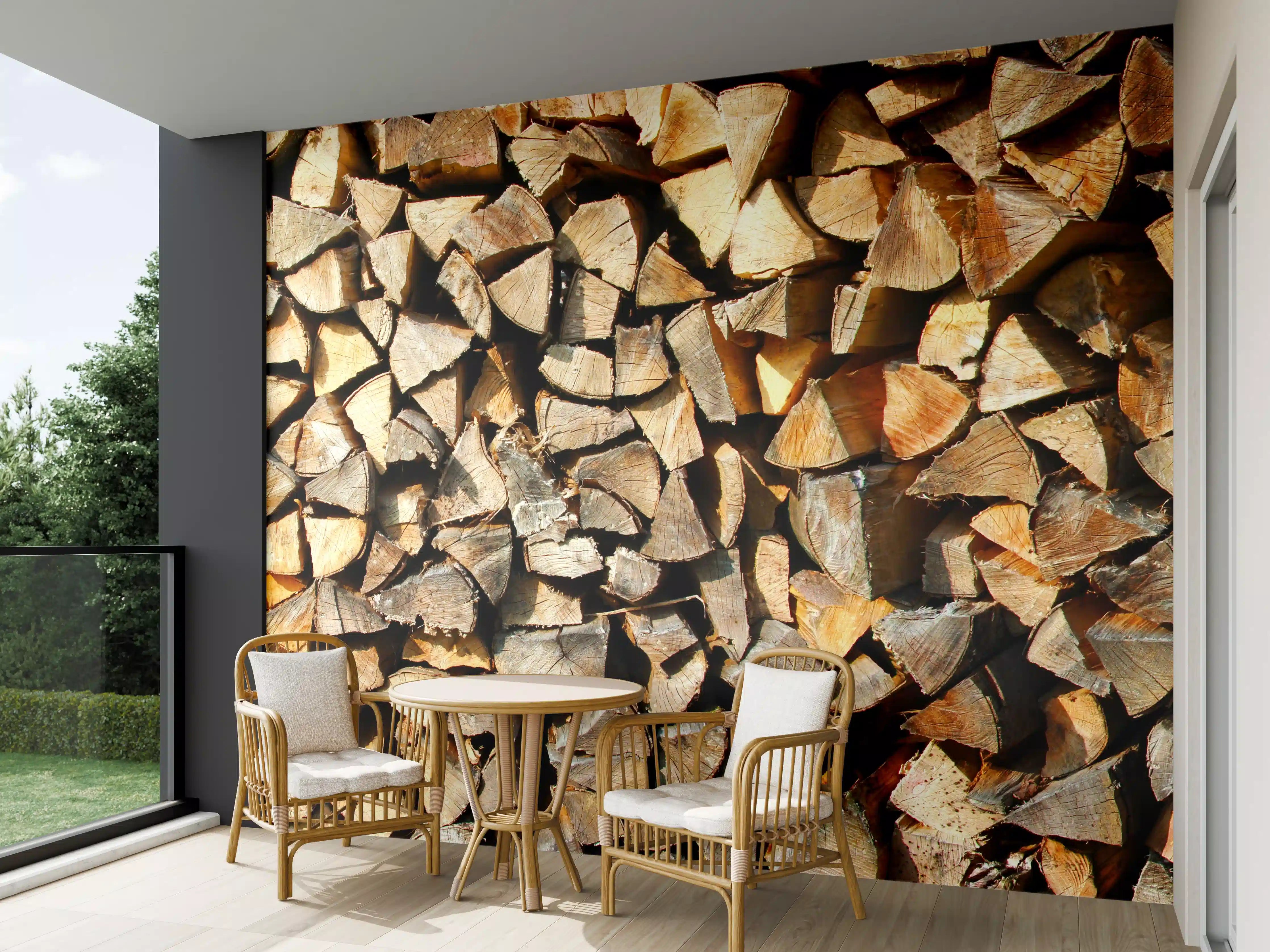 Wandverkleidung außen - Holzstämme