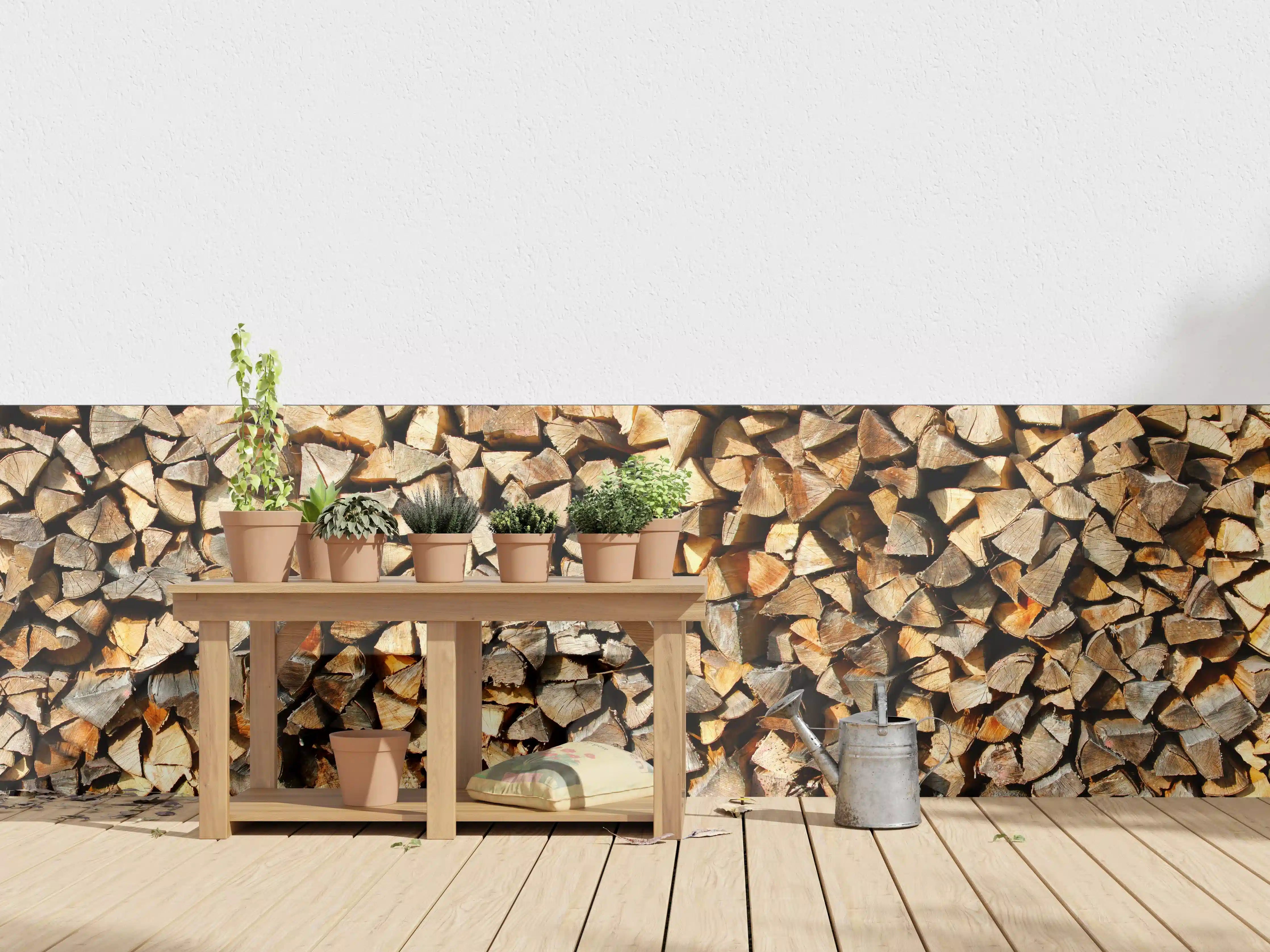 Wandverkleidung außen - Holzstämme