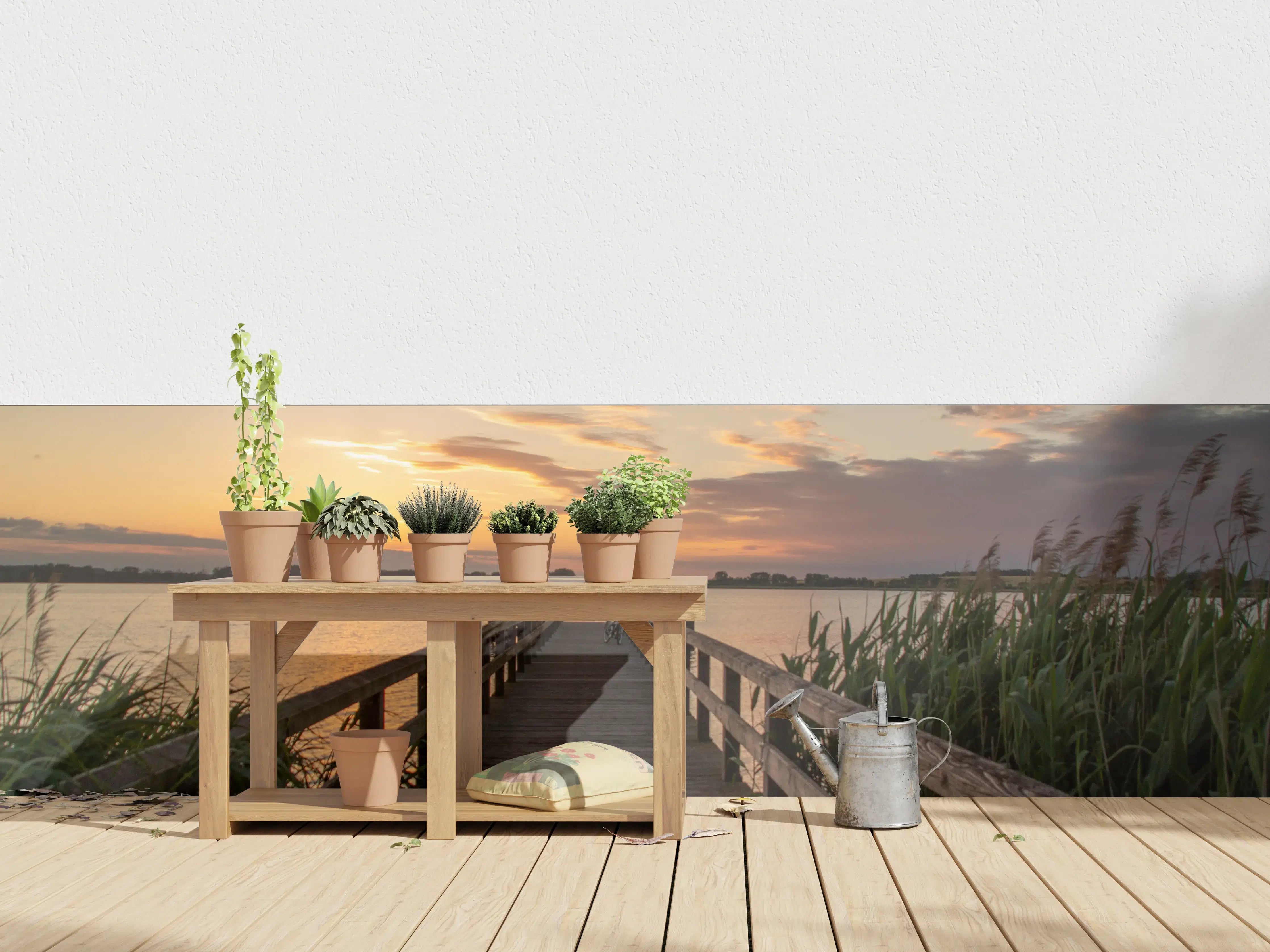 Wandverkleidung außen - Holzsteg am Abend - Teterower See