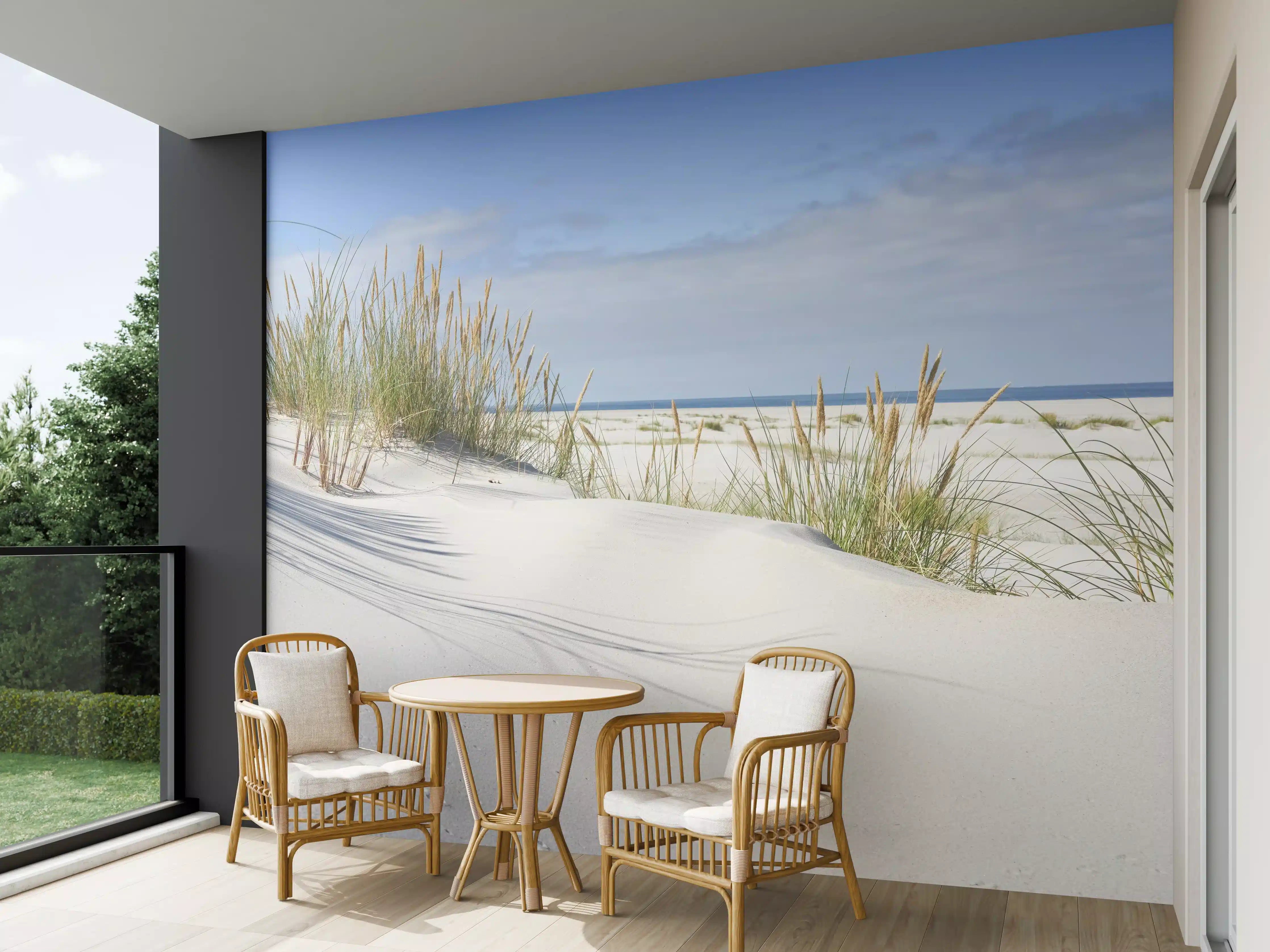 Wandverkleidung außen - Idyllische Dünenlandschaft mit Meerblick